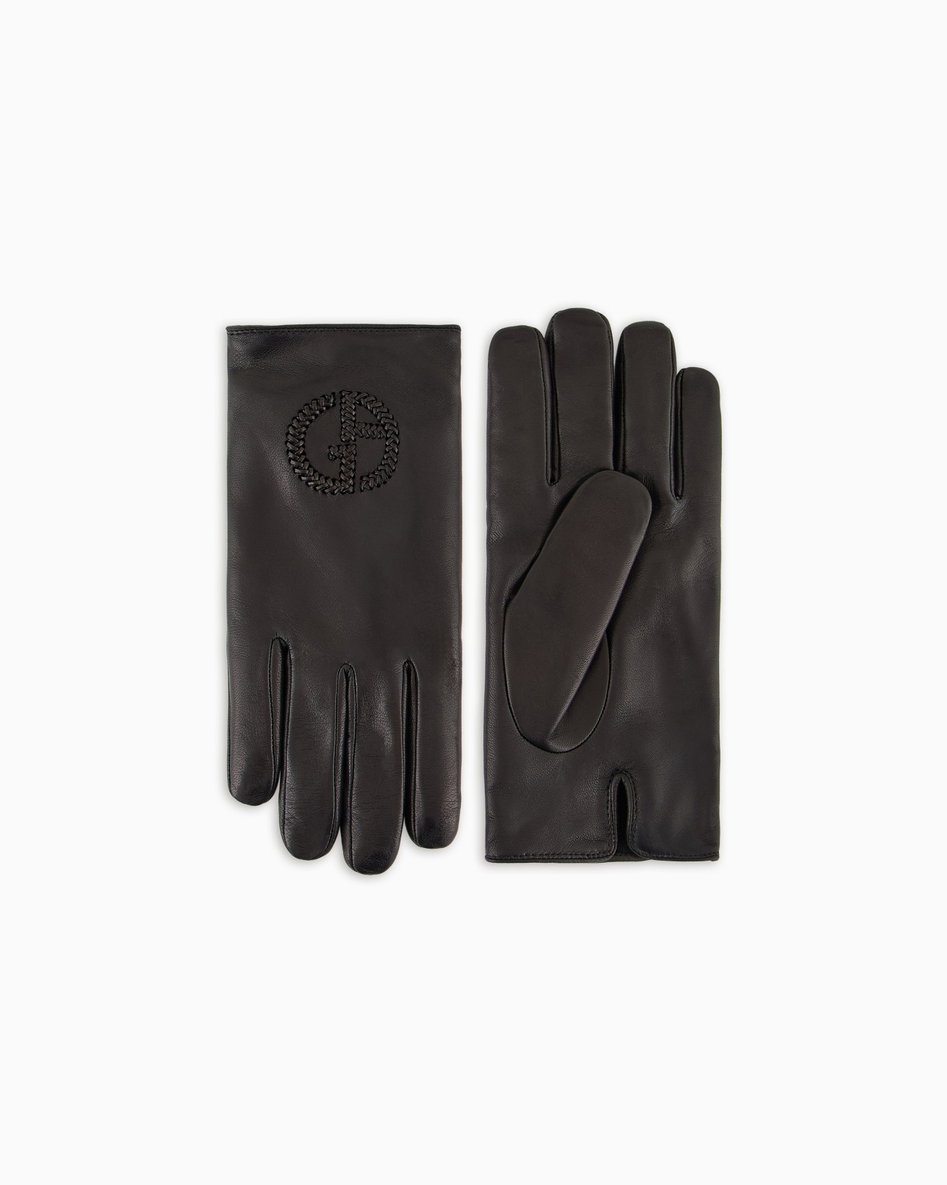Nappa leather gloves with embroidered logo Slide 0