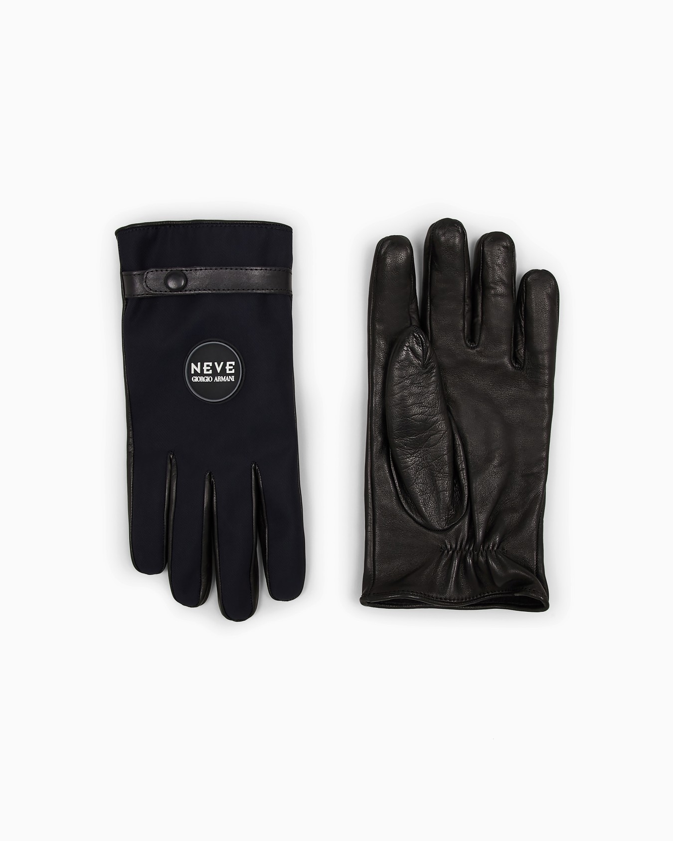 Giorgio Armani Neve nappa-leather and technical nylon gloves Slide 0