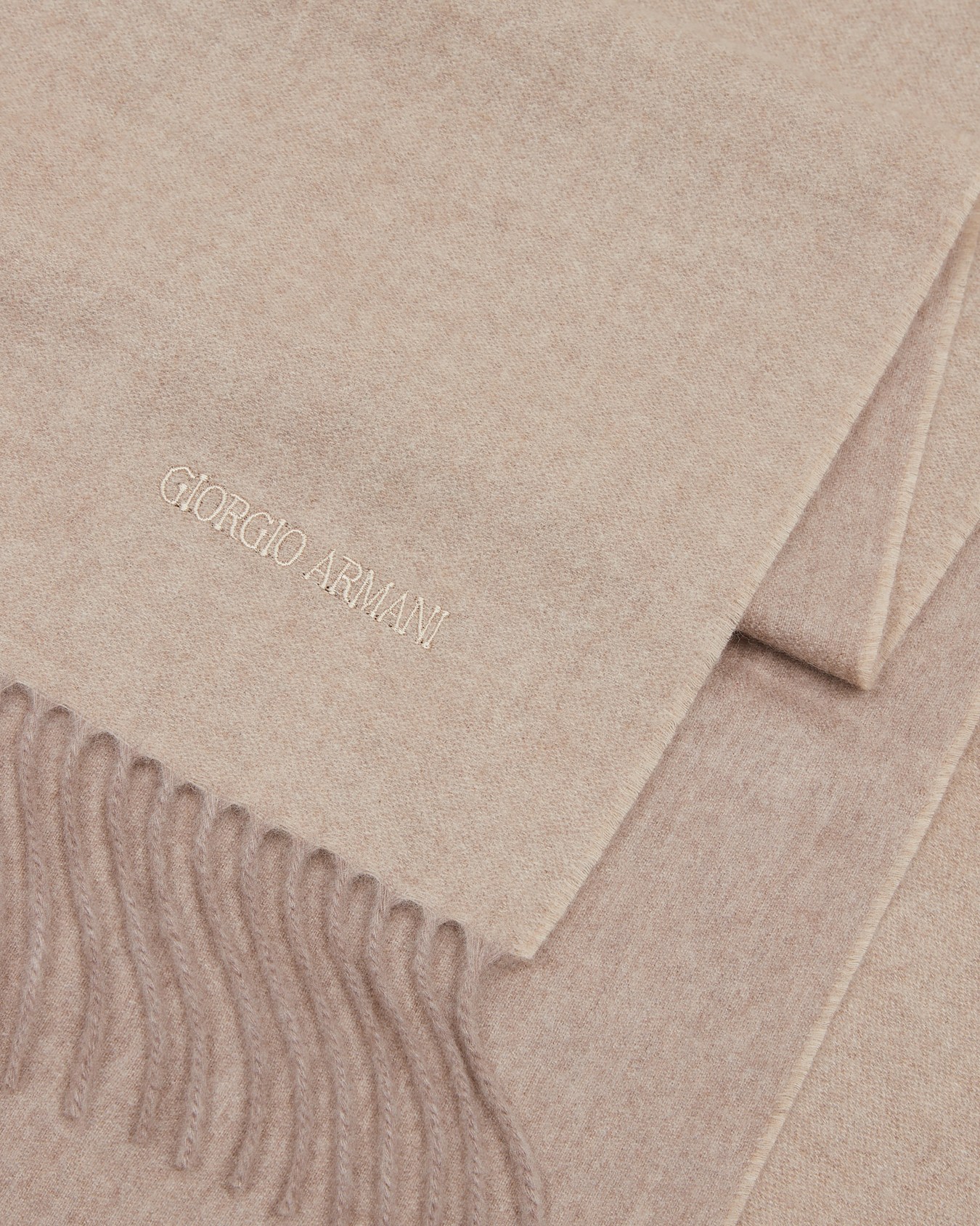 Cashmere scarf with embroidered logo Slide 1