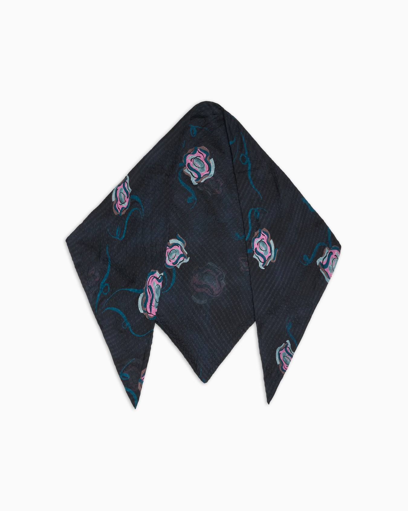 Printed silk triangle foulard Slide 0