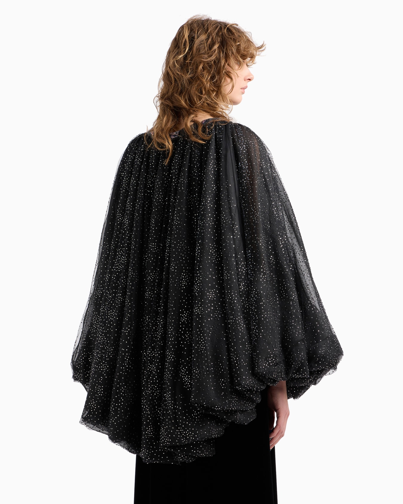 Mantella in tulle con cristalli all-over Slide 2