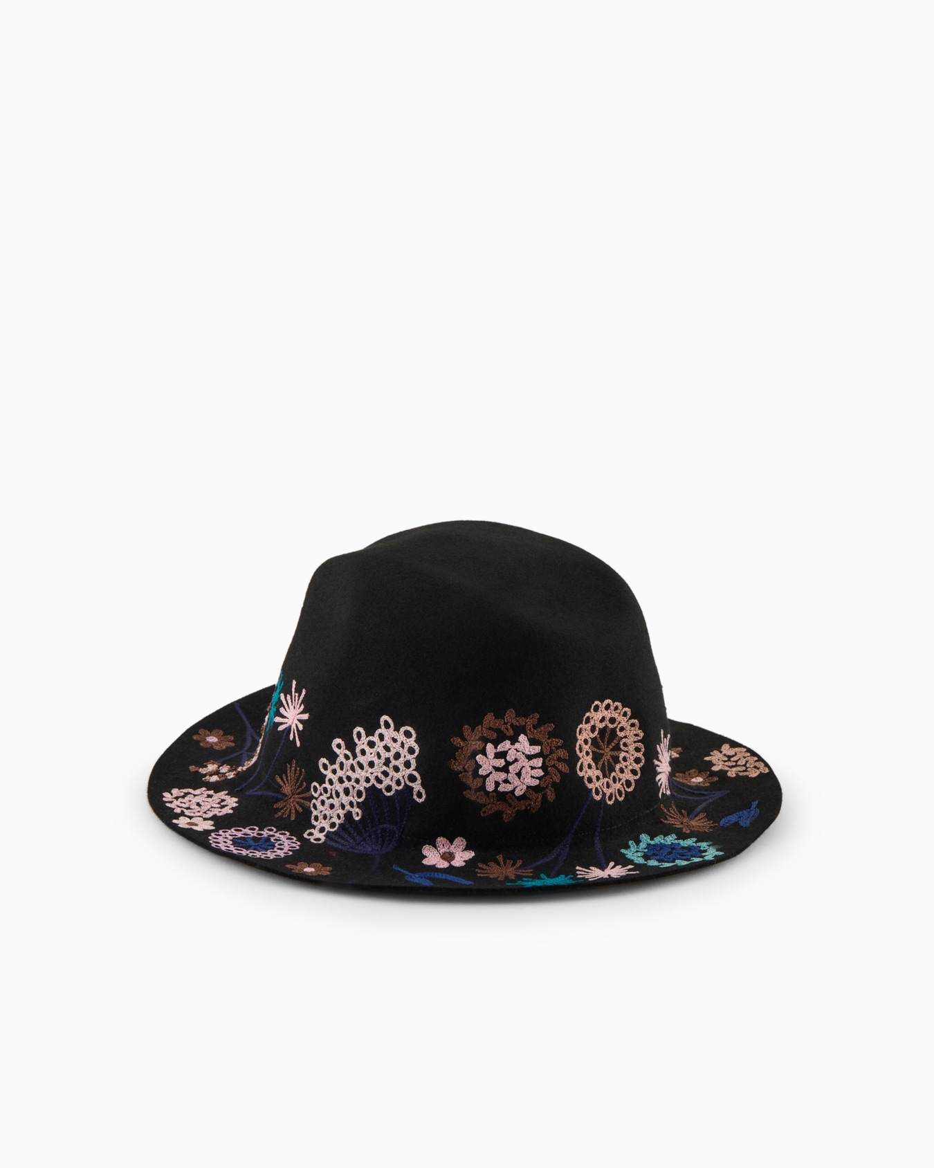 Cappello in lapin con ricami floreali Slide 1