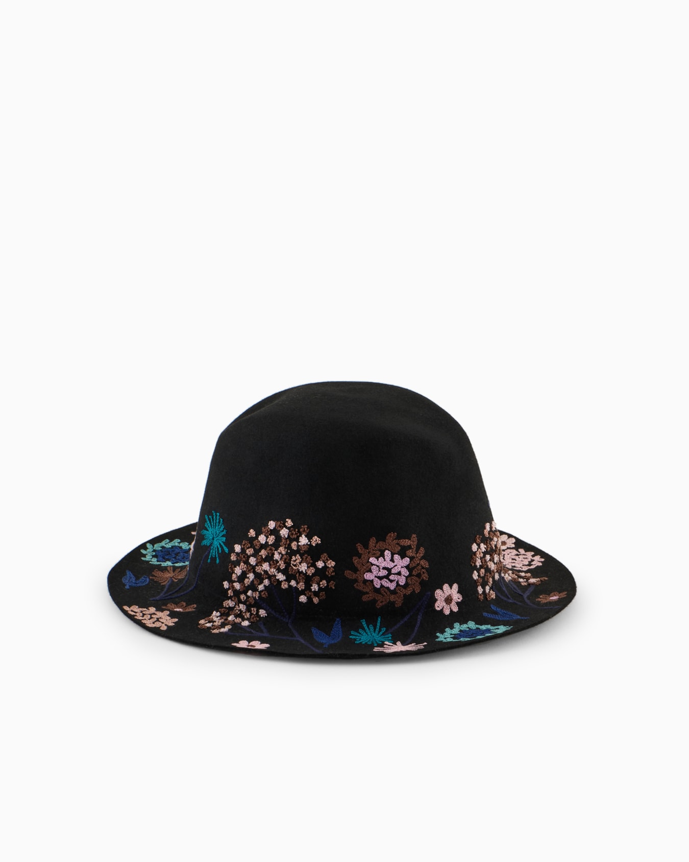 Cappello in lapin con ricami floreali Slide 0