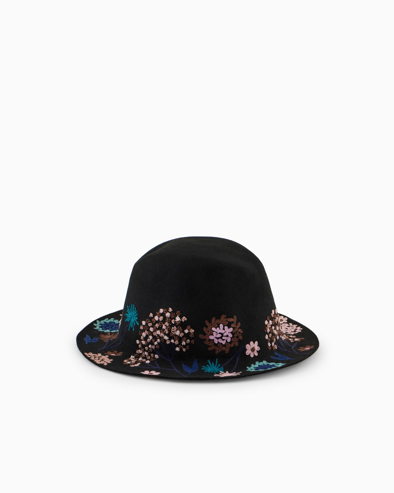 Floral embroidered rabbit fur hat Slide 0