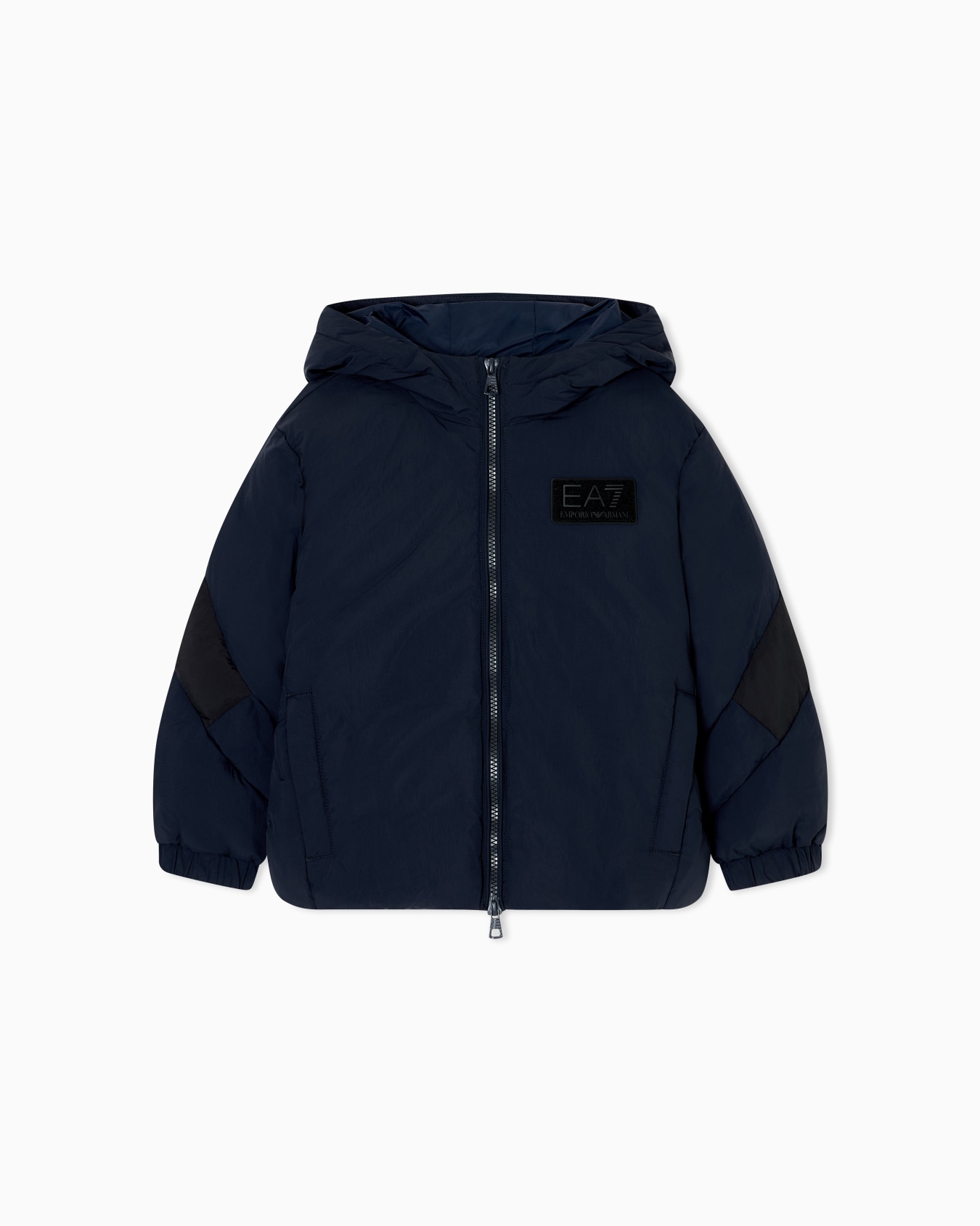 Boy padded jacket in nylon with hood Slide 0
