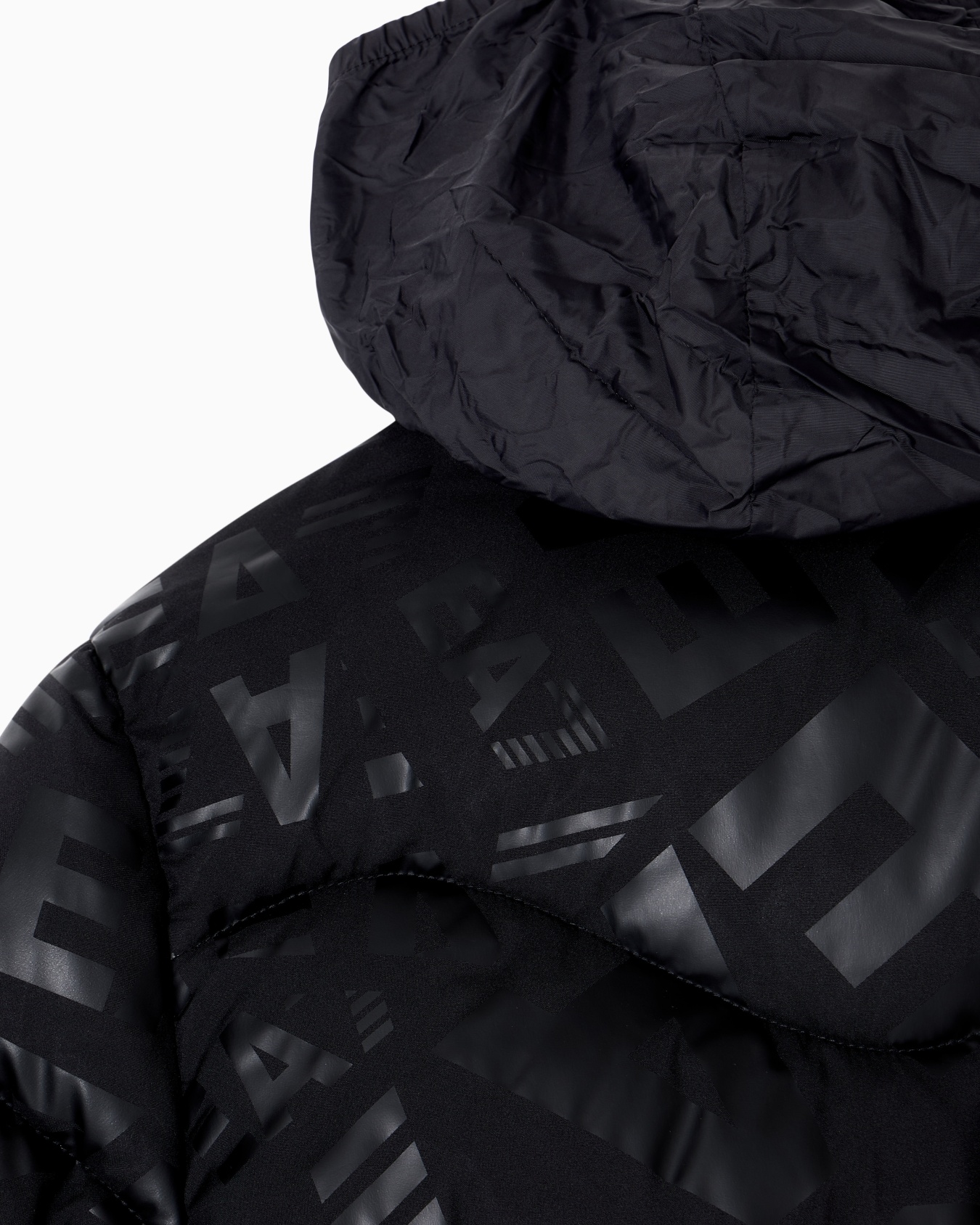 Nylon padded jacket with all-over monogram print Slide 1