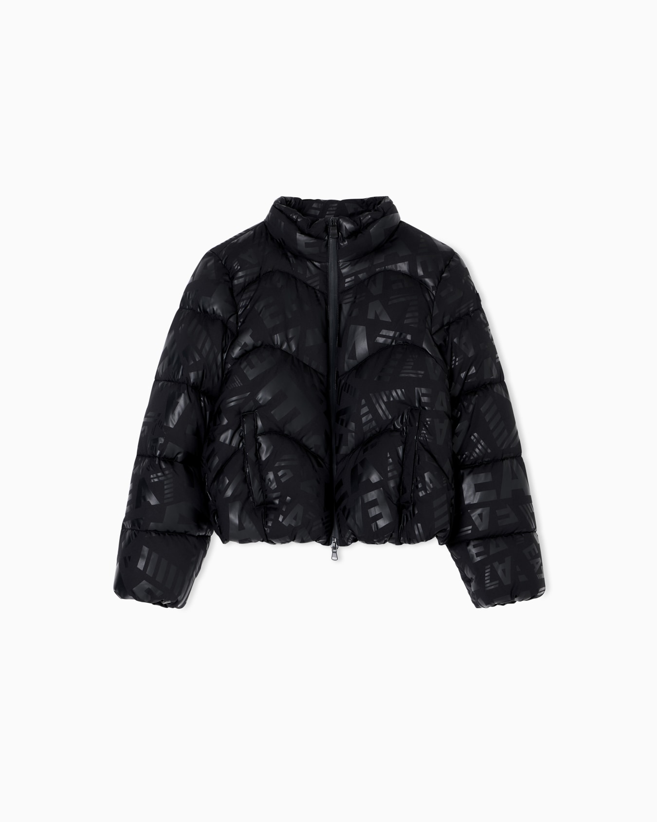 Nylon padded jacket with all-over monogram print Slide 0