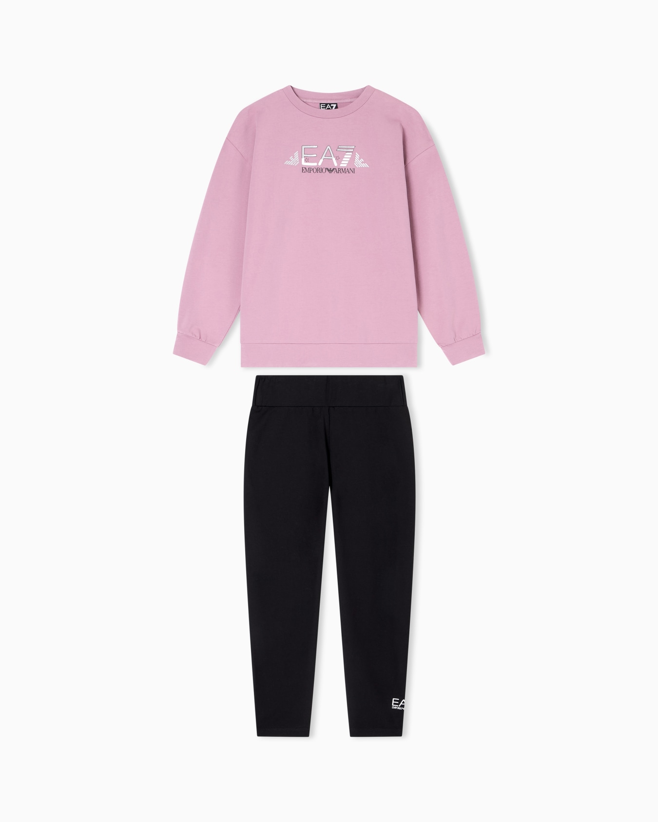 Logo Series Girl stretch-cotton sweatshirt and leggings set Slide 0