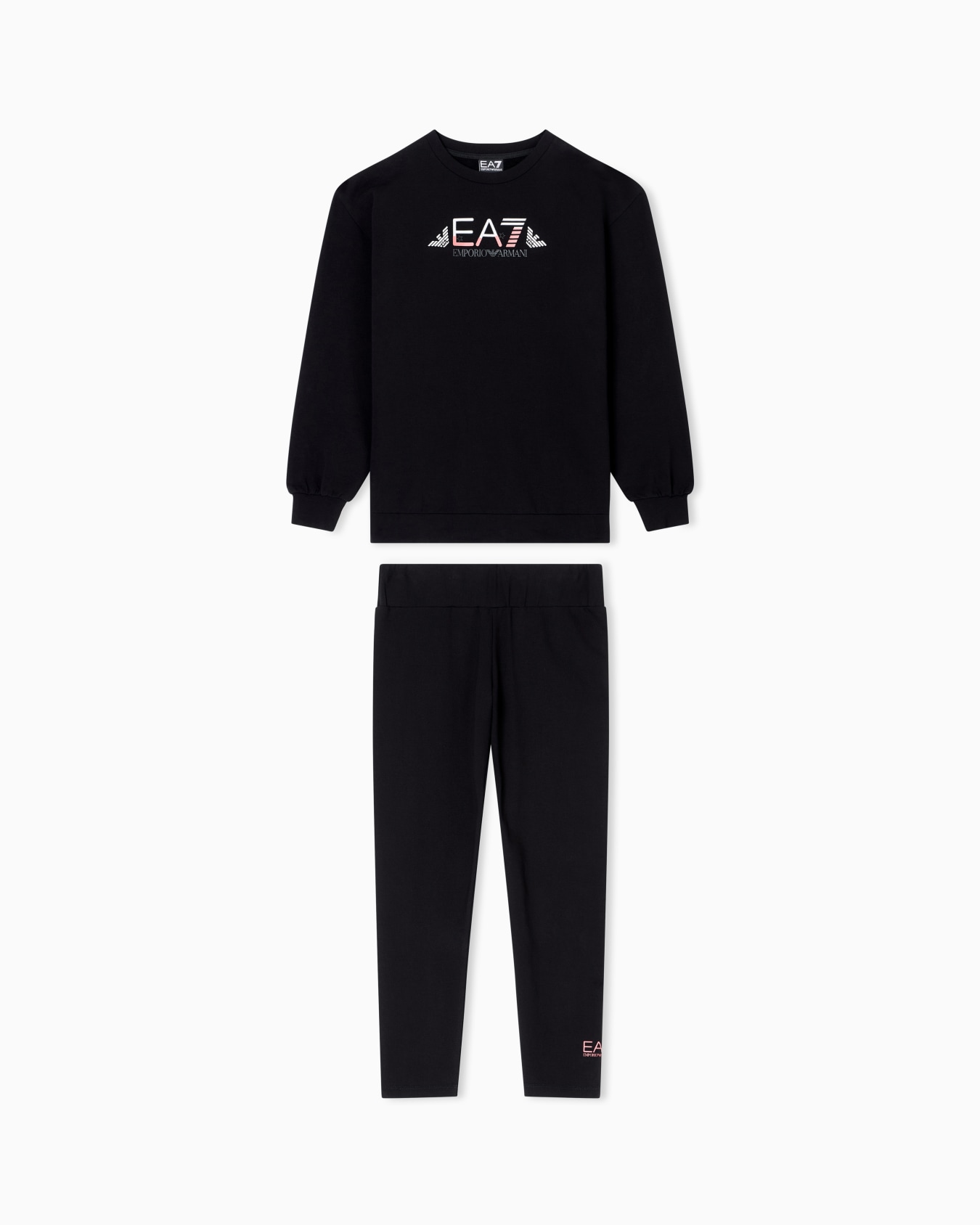 Logo Series Girl stretch-cotton sweatshirt and leggings set Slide 0