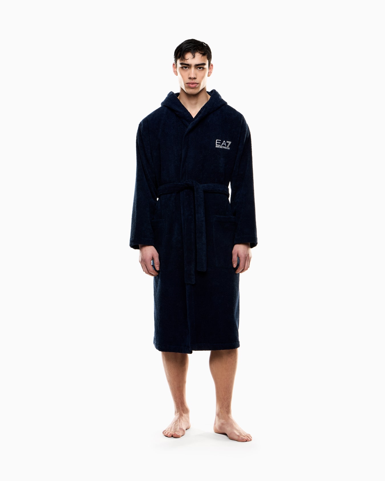 Cotton terry bathrobe Slide 1