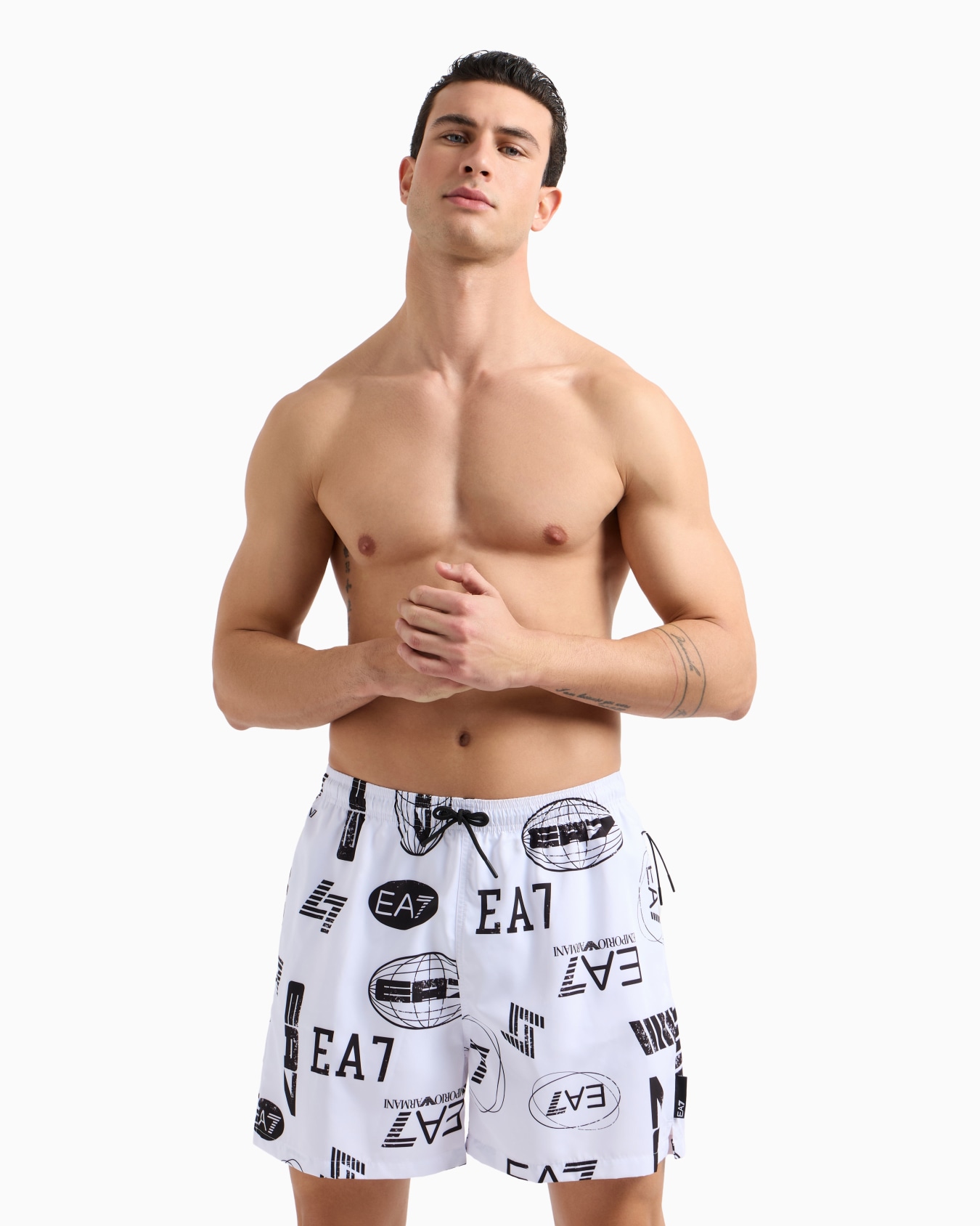 Logo Series swim trunks with all-over logo print Slide 1