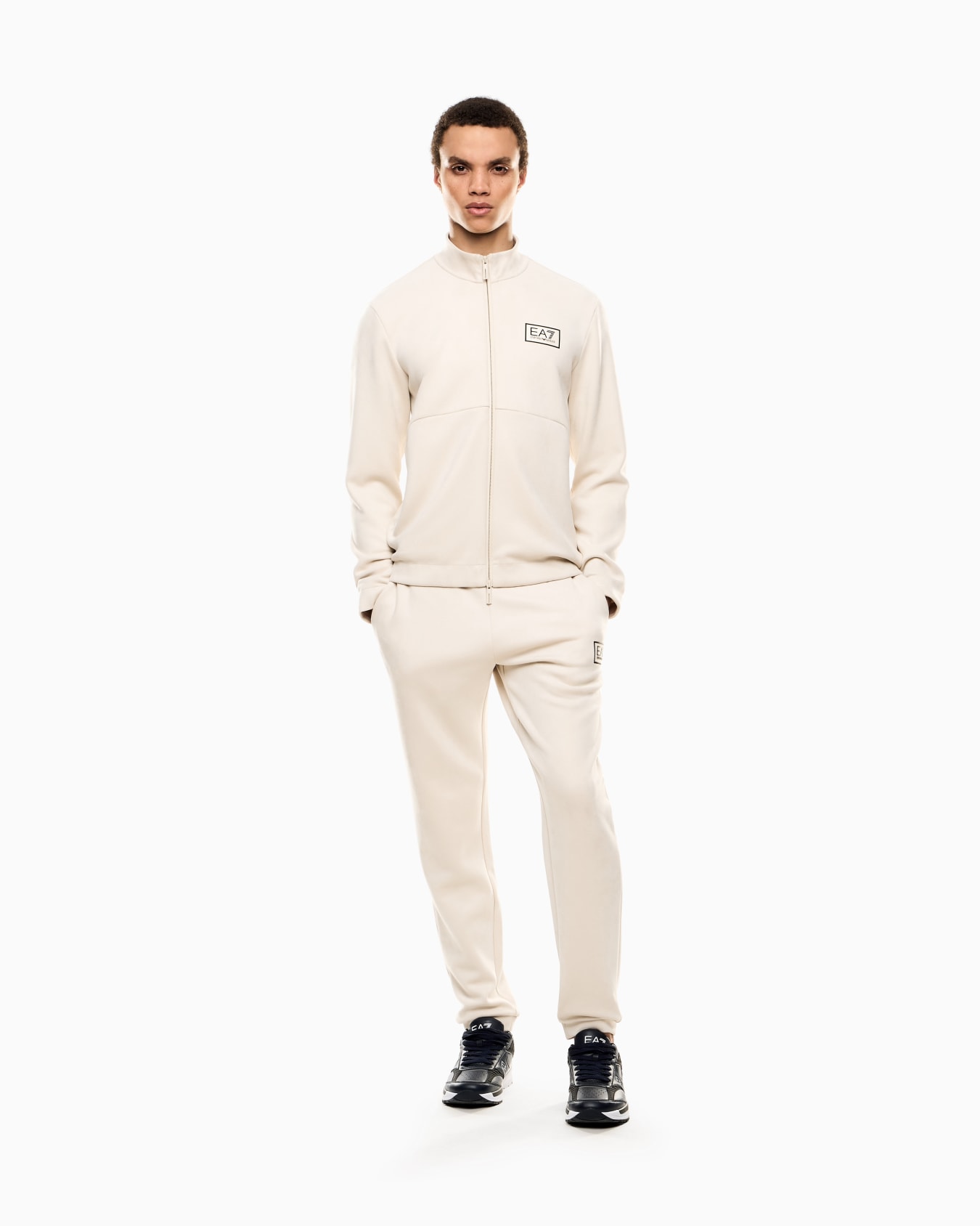 Gold Label Sweatshirt mit Reißverschluss aus Stoff in Veloursleder-Optik Folie 1