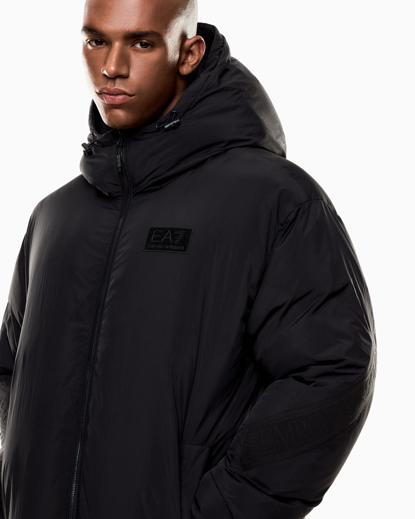 Technical fabric padded jacket with hood Slide 5