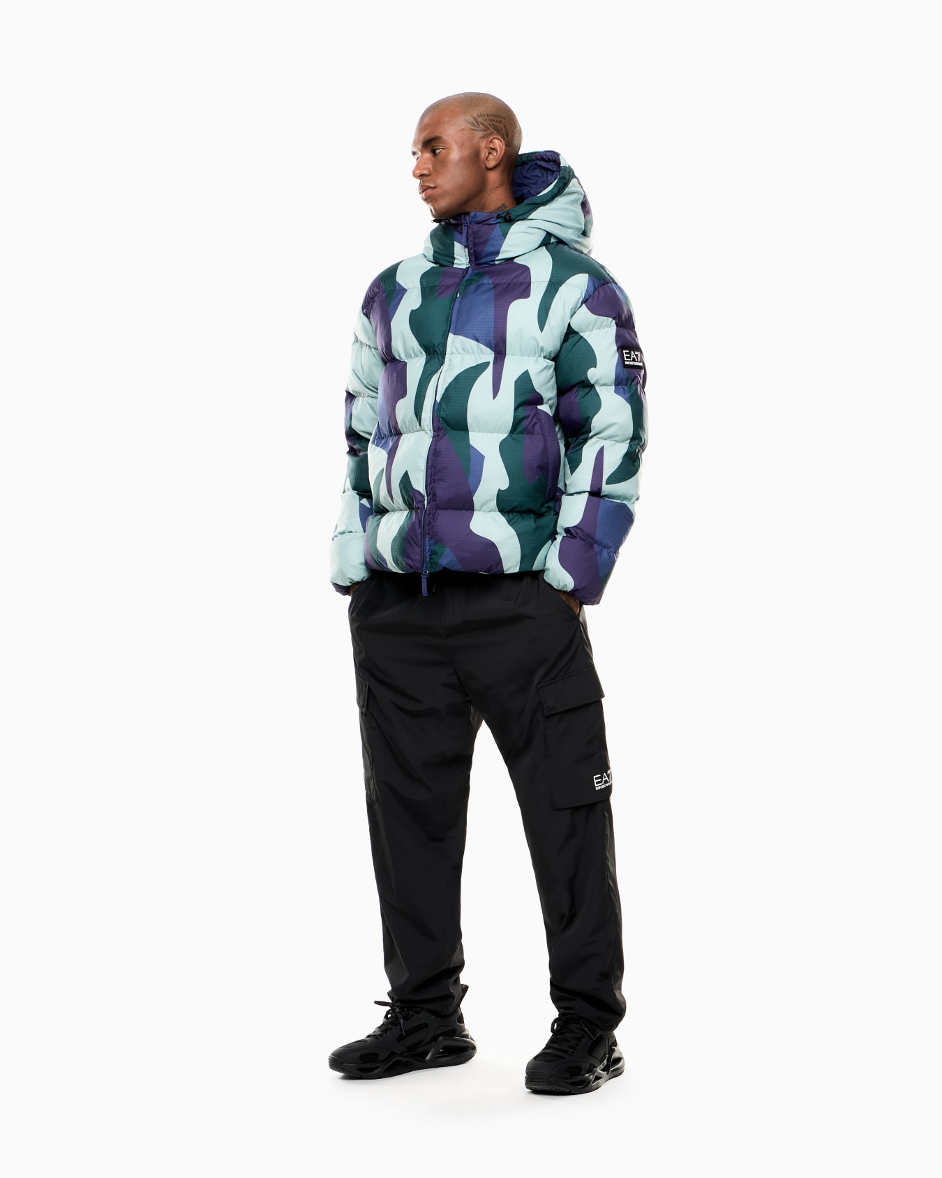 Iridescent nylon padded jacket with hood Slide 2