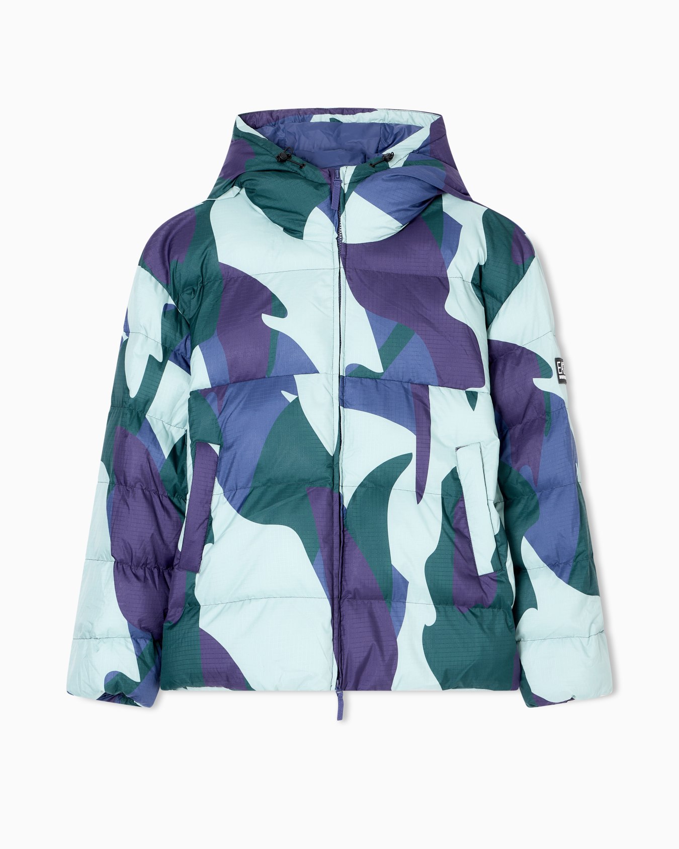 Iridescent nylon padded jacket with hood Slide 0