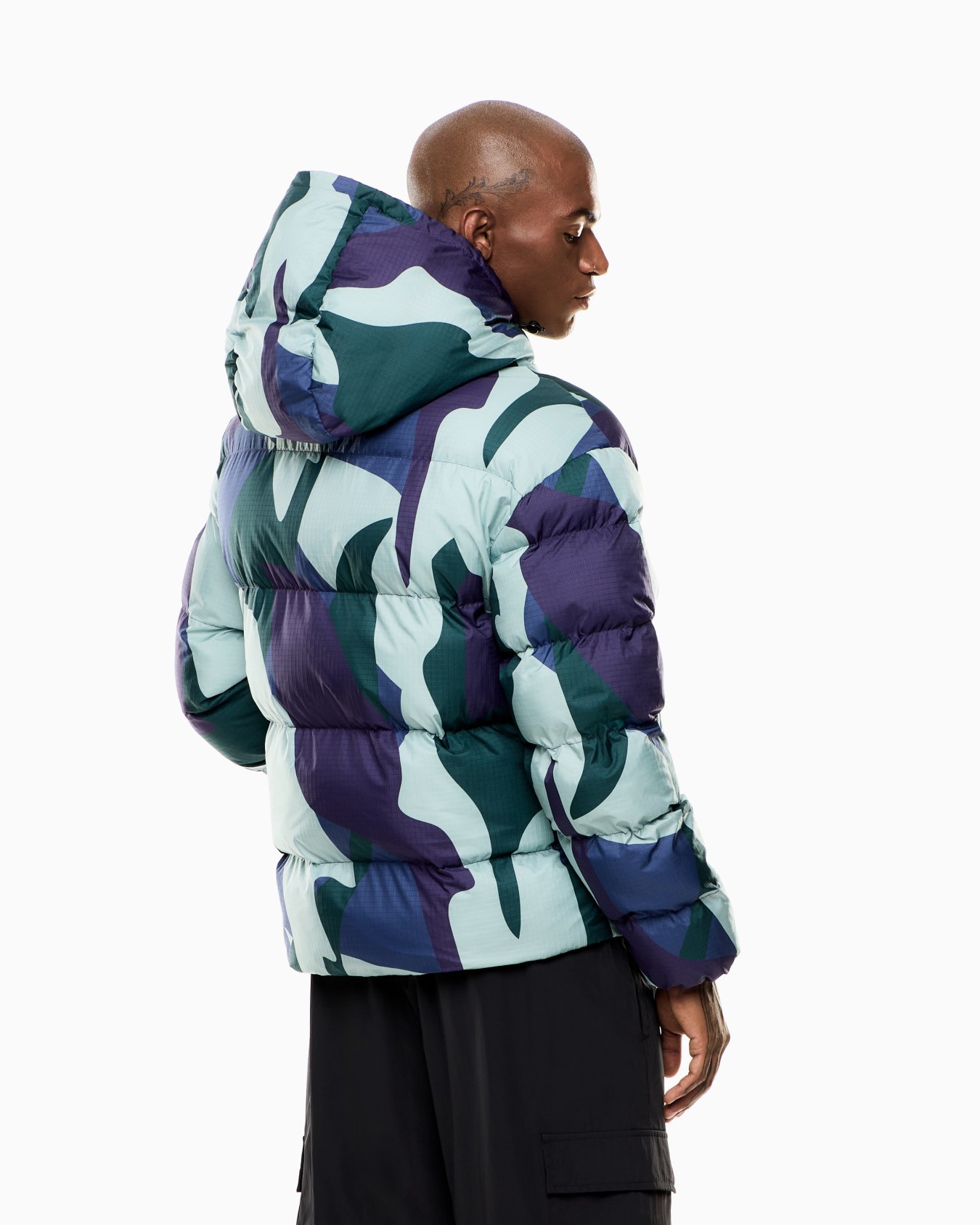 Iridescent nylon padded jacket with hood Slide 3