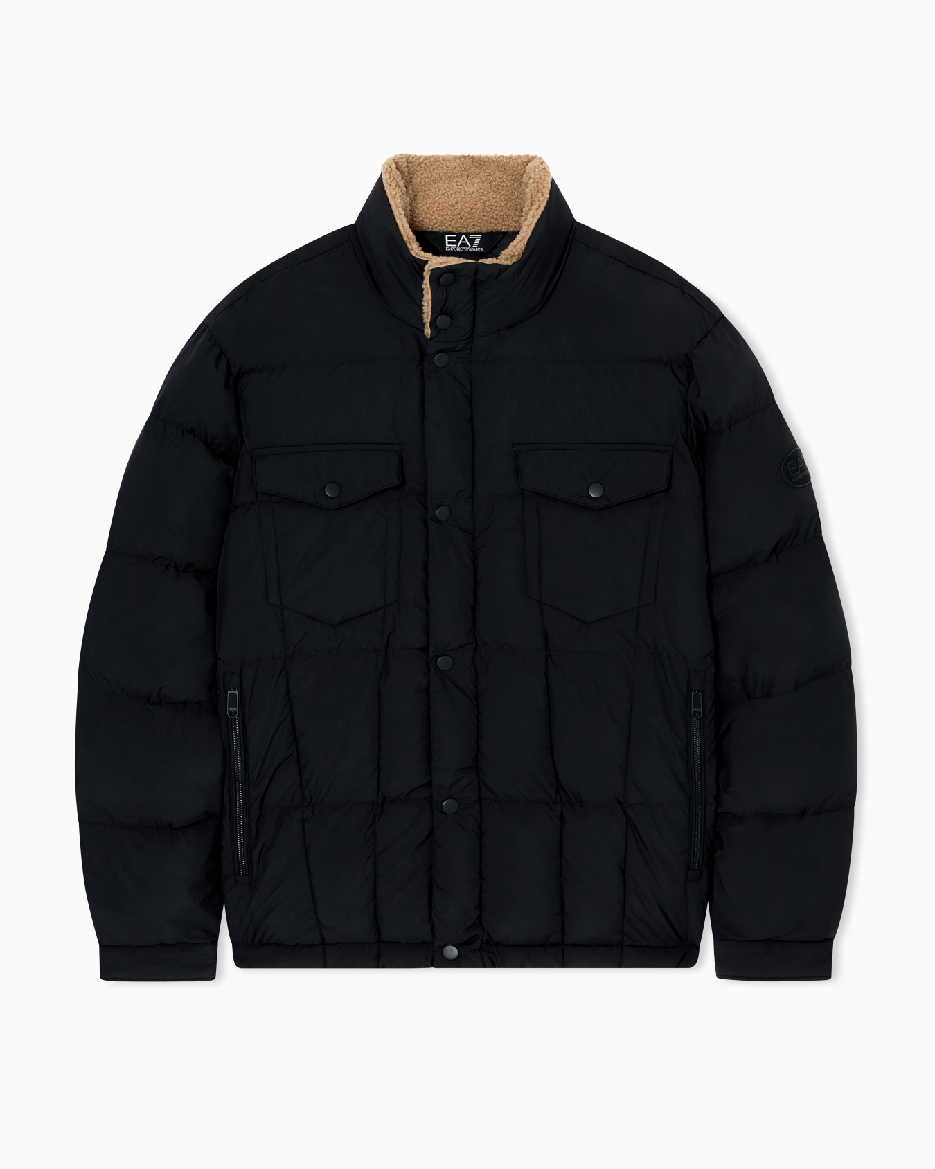 Padded jacket with teddy-effect fabric lining Slide 0
