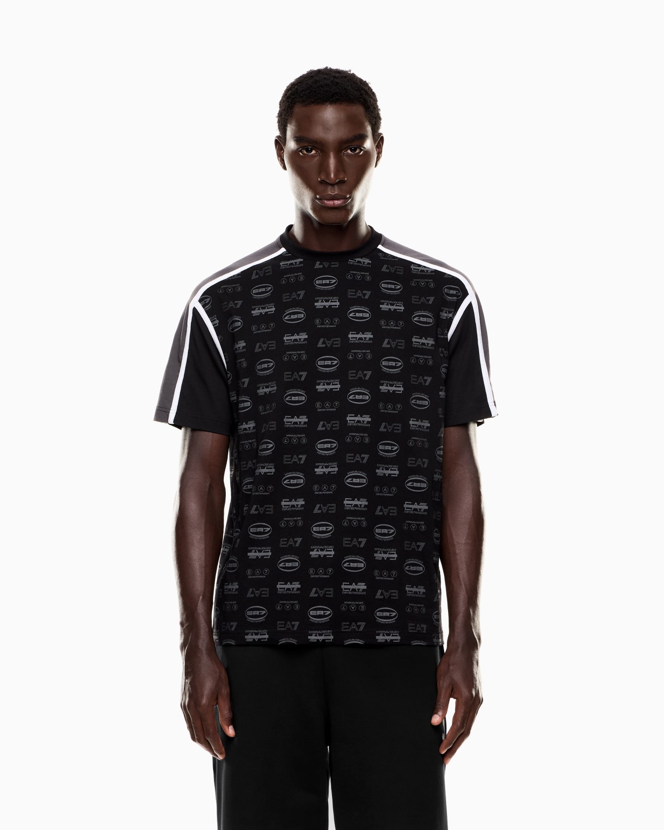 Logo Series cotton crew-neck T-shirt with all-over monogram motif Slide 3