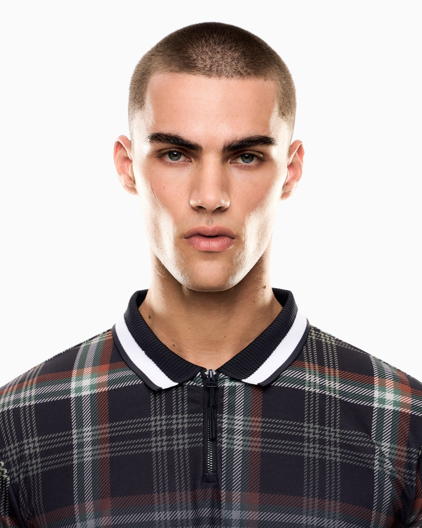 Golf Club polo shirt in stretch technical fabric with a check motif Slide 4