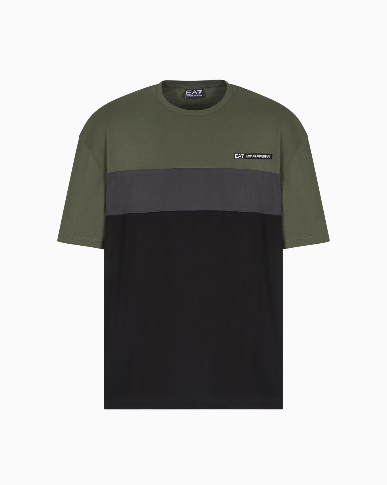 Camiseta de cuello redondo de mezcla de algodón Athletic Colour Block Diapositiva 0