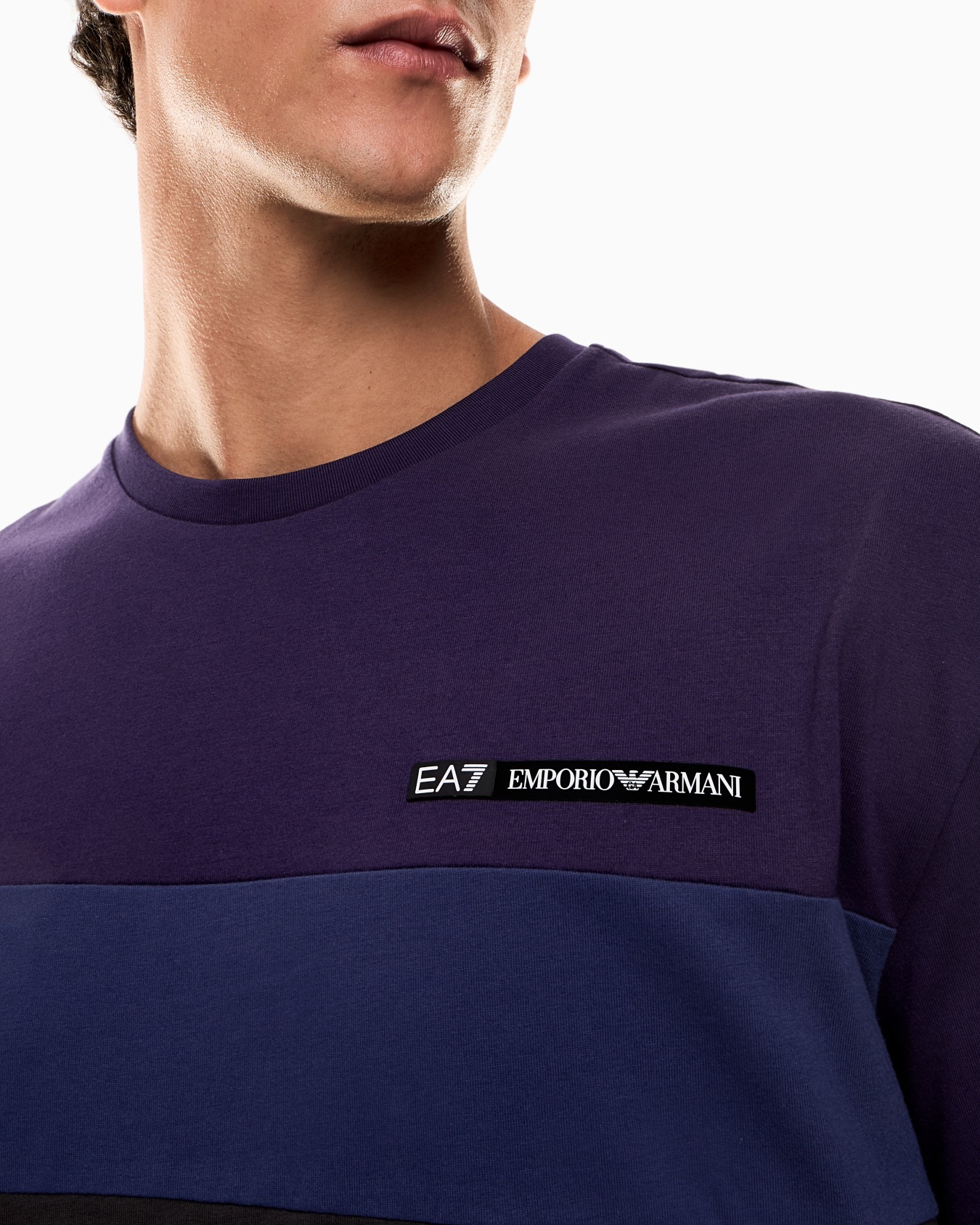 T-shirt ras-du-cou Athletic Colour Block en mélange de coton Diapositive 4