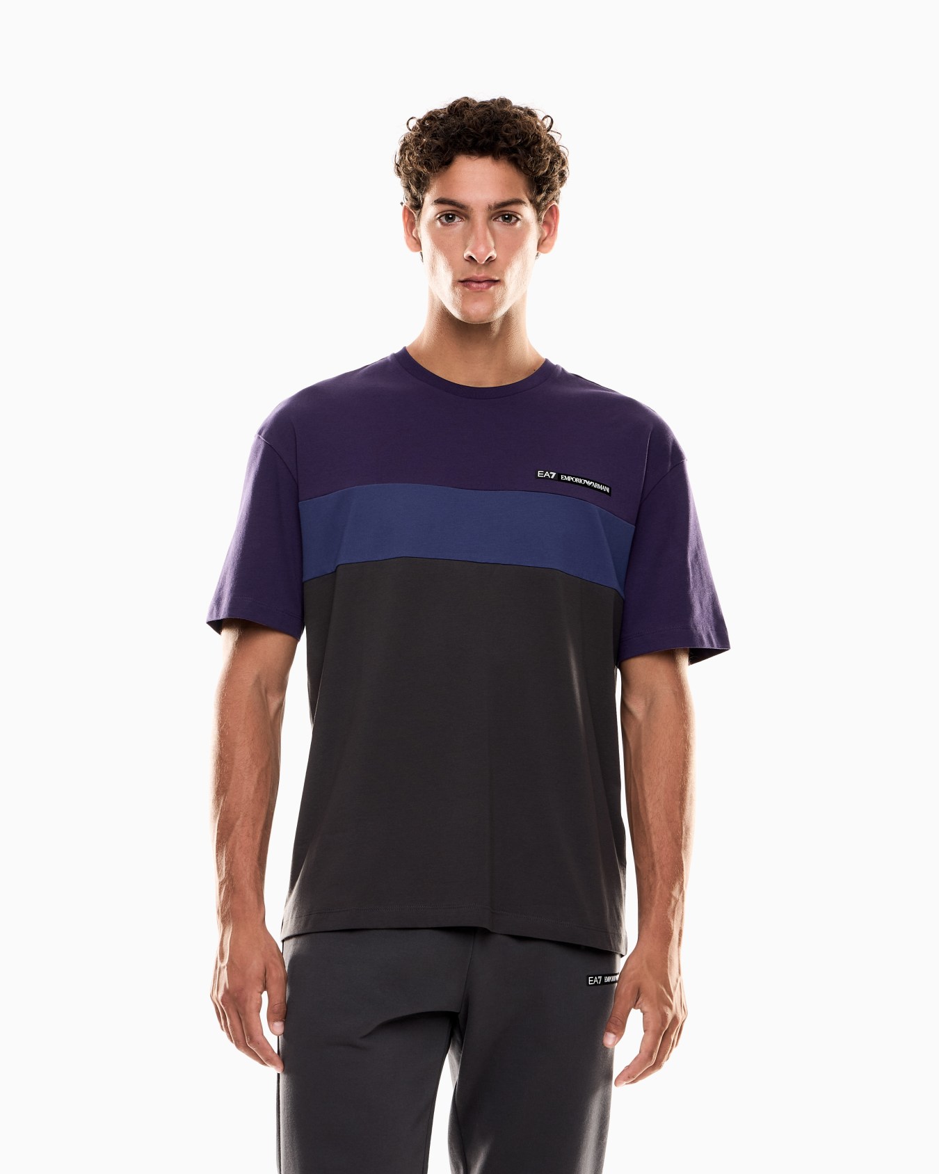 T-shirt ras-du-cou Athletic Colour Block en mélange de coton Diapositive 3