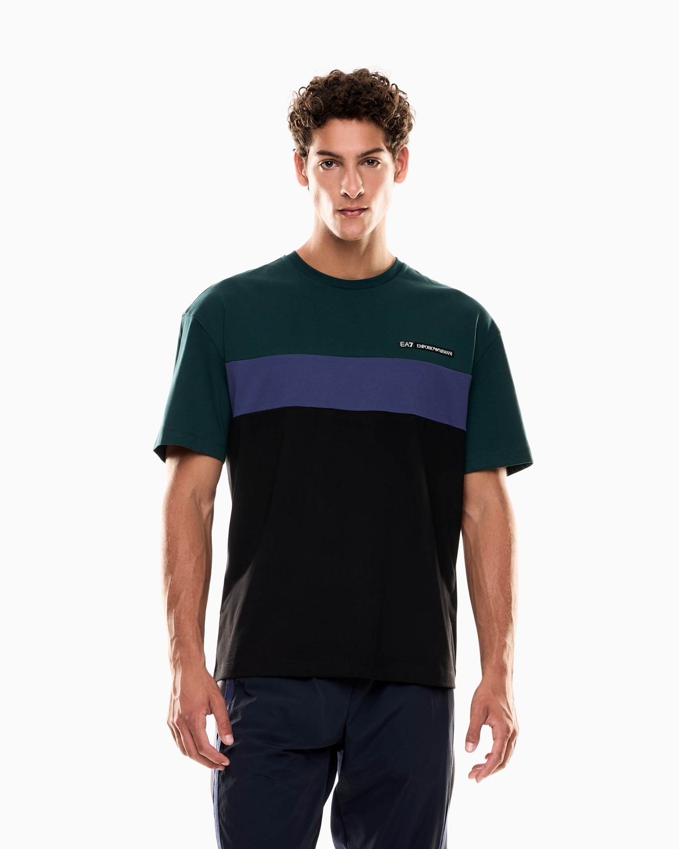 Athletic Colour Block cotton-blend crew-neck T-shirt Slide 3