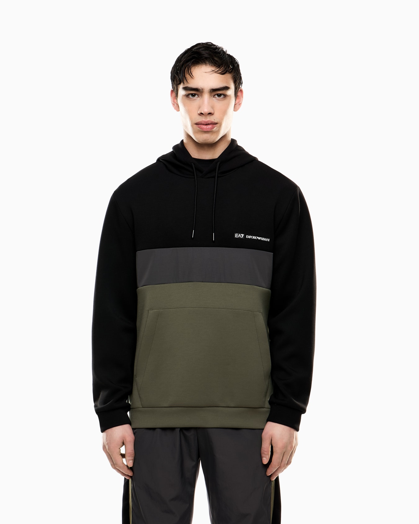 Sudadera con capucha de nailon y mezcla de viscosa Athletic Colour Block Diapositiva 3