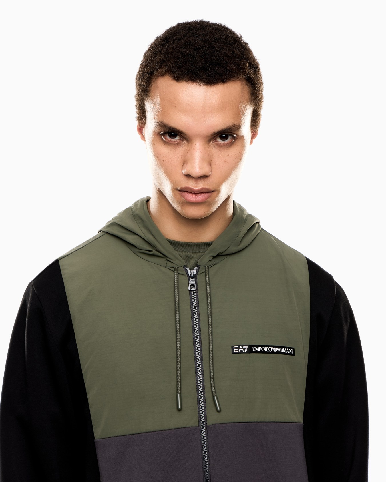 Athletic Colour Block hooded sweatshirt in nylon and viscose blend Slide 4
