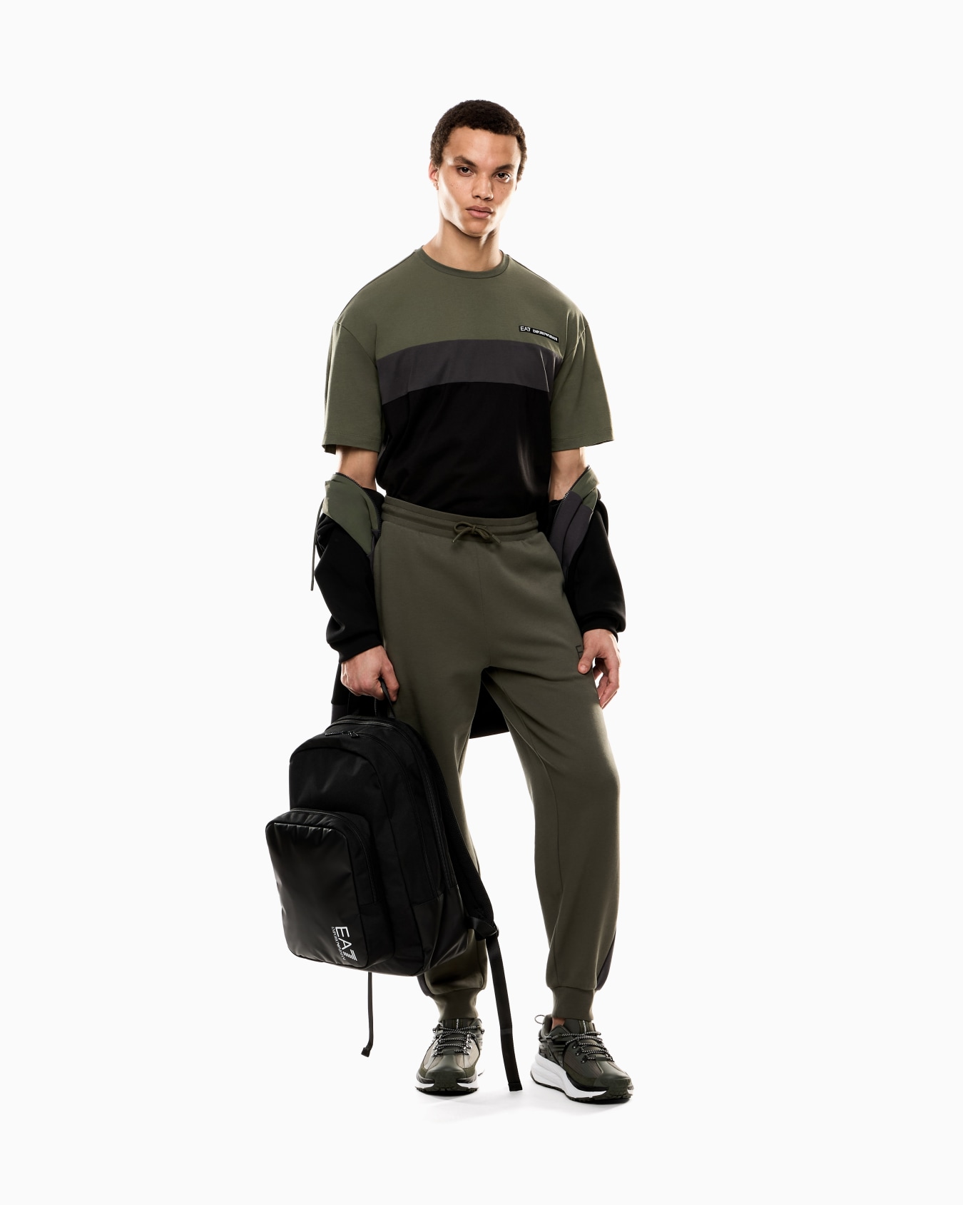 Athletic Colour Block hooded sweatshirt in nylon and viscose blend Slide 1