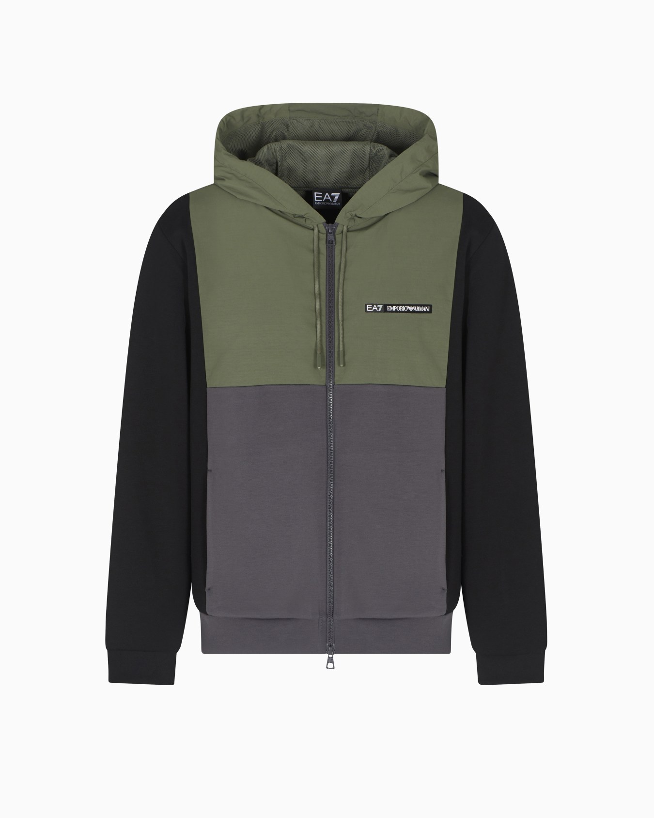 Athletic Colour Block hooded sweatshirt in nylon and viscose blend Slide 0