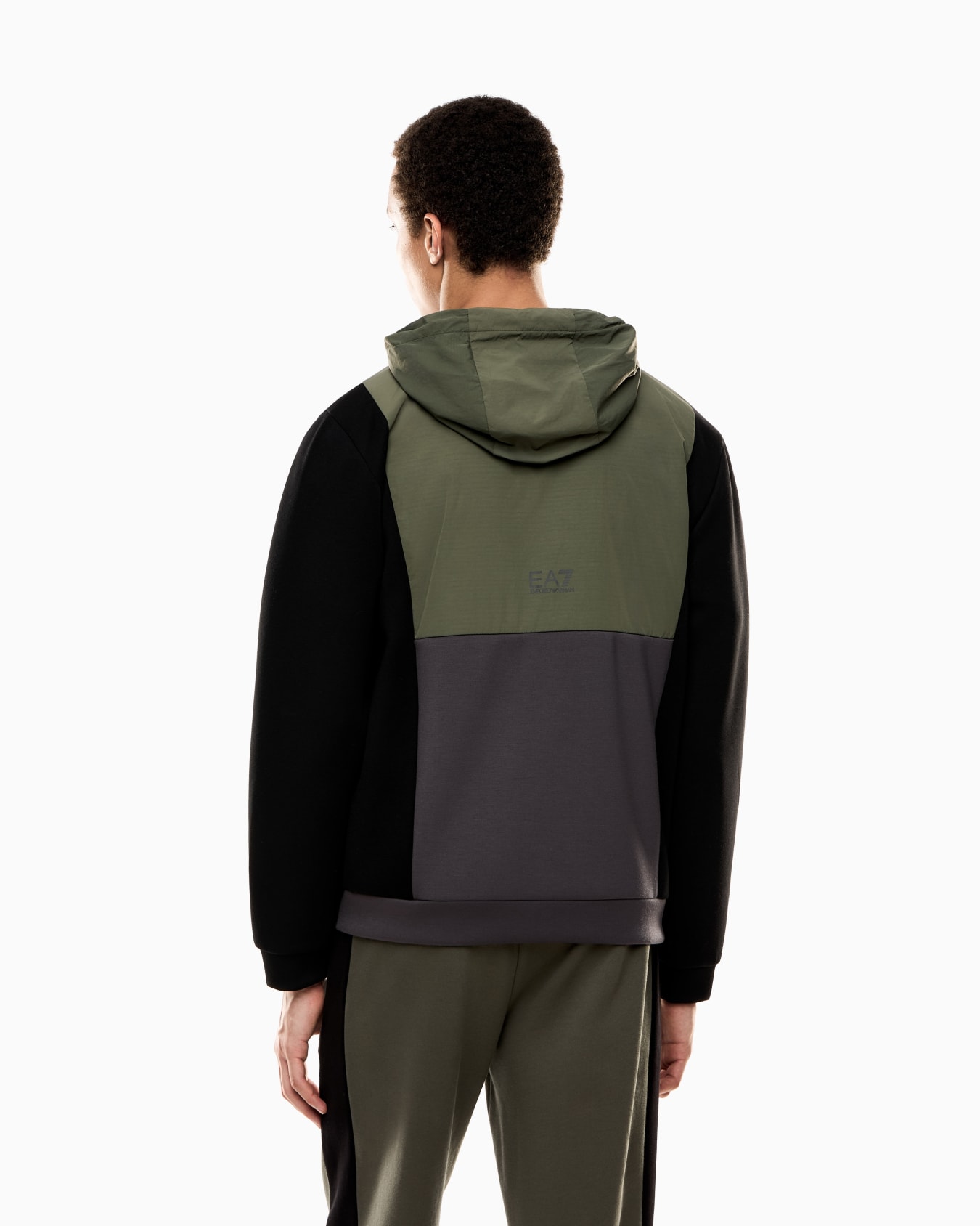 Athletic Colour Block hooded sweatshirt in nylon and viscose blend Slide 2