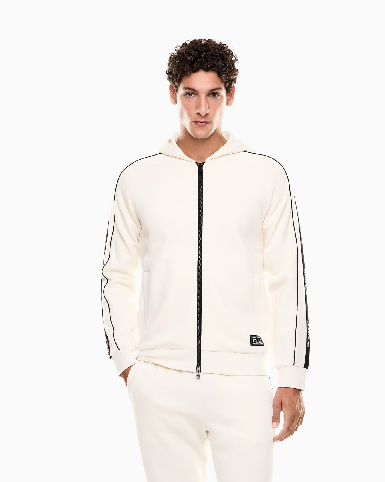 Logo Series cotton-blend hooded zip-up sweatshirt Slide 3
