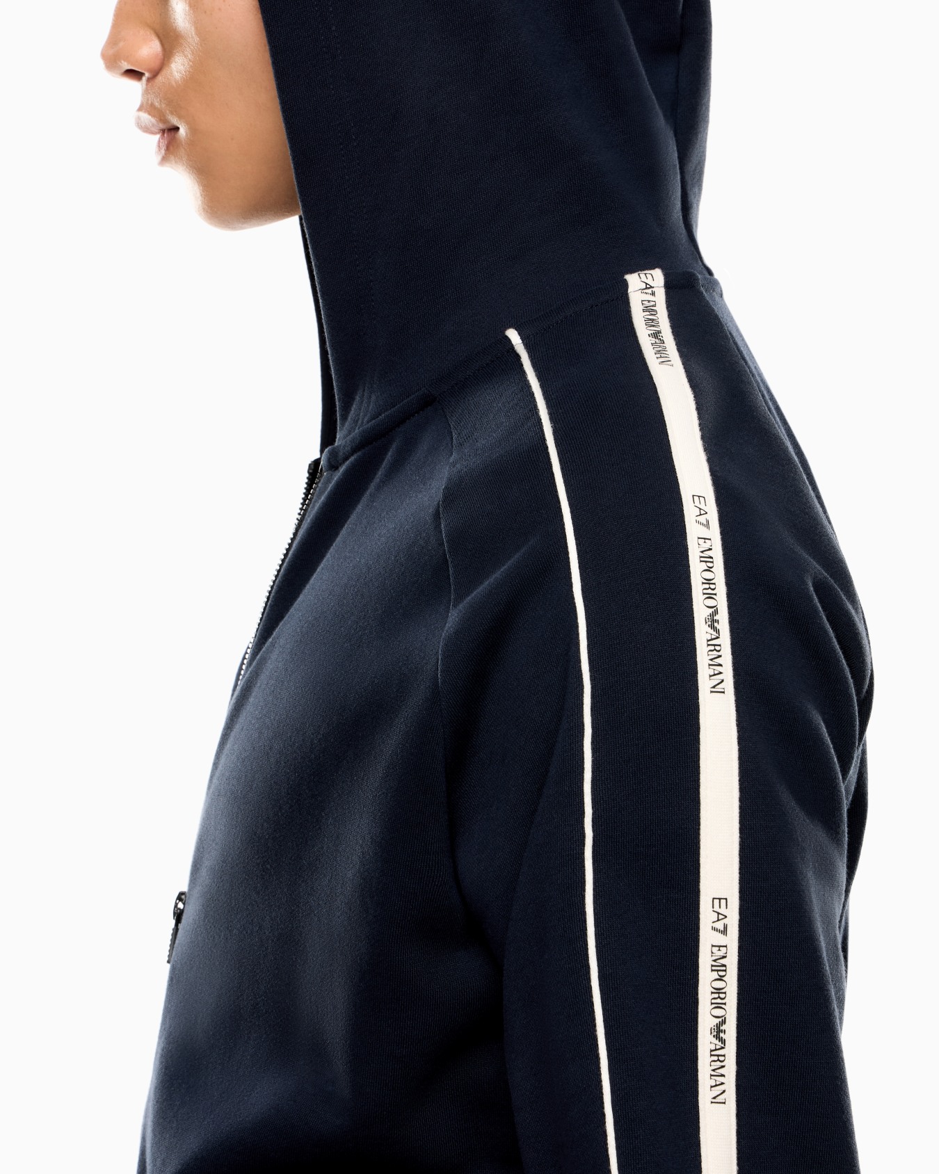 Felpa con cappuccio e zip Logo Series in misto cotone Slide 4