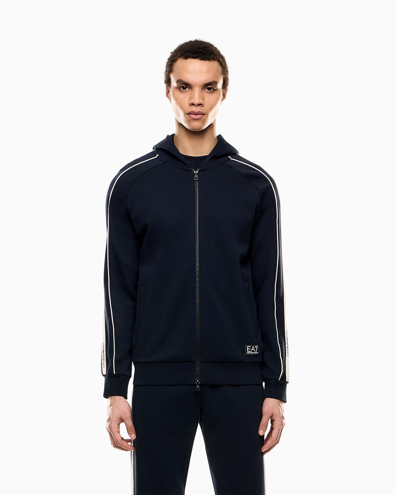 Felpa con cappuccio e zip Logo Series in misto cotone Slide 3