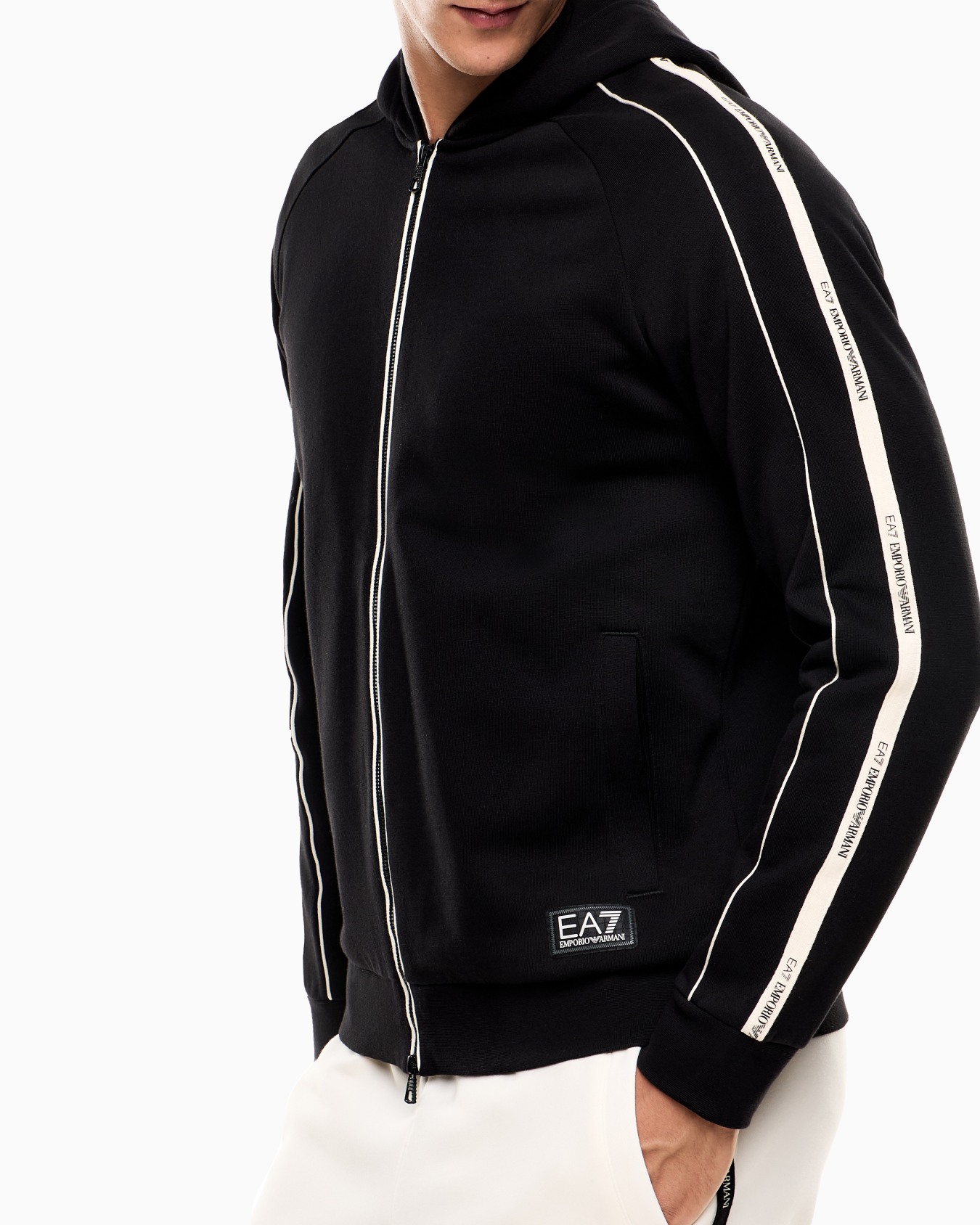 Logo Series cotton-blend hooded zip-up sweatshirt Slide 4