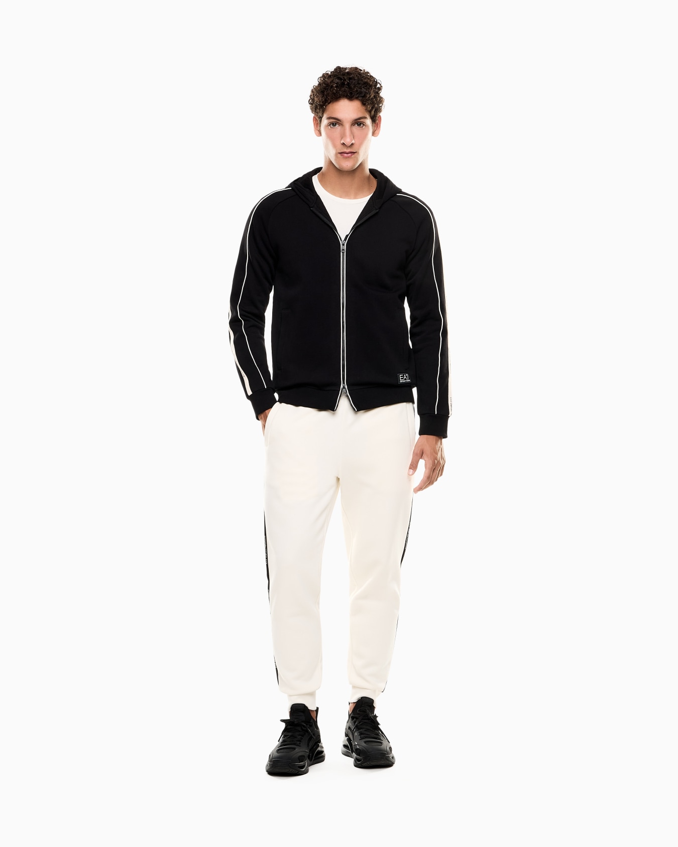 Logo Series cotton-blend hooded zip-up sweatshirt Slide 1