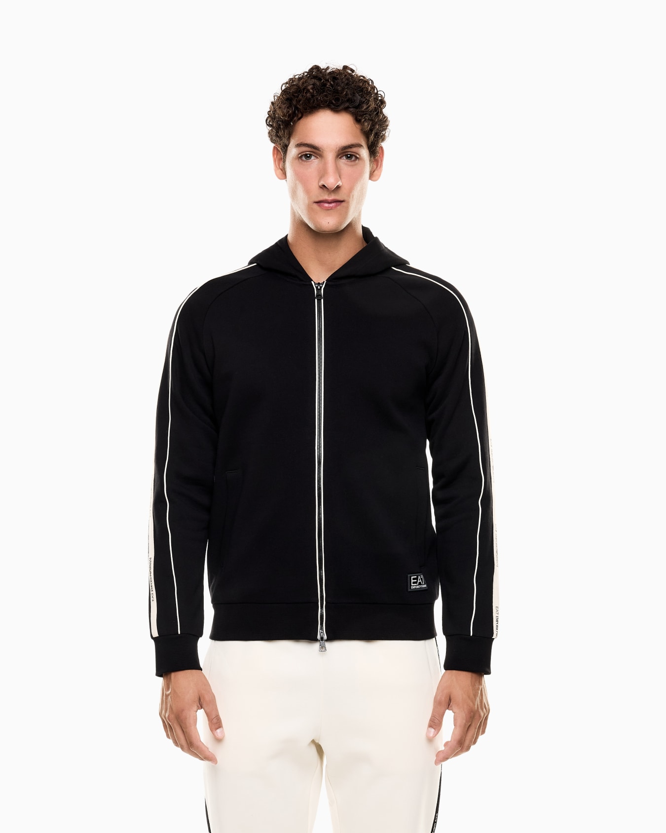 Logo Series cotton-blend hooded zip-up sweatshirt Slide 3
