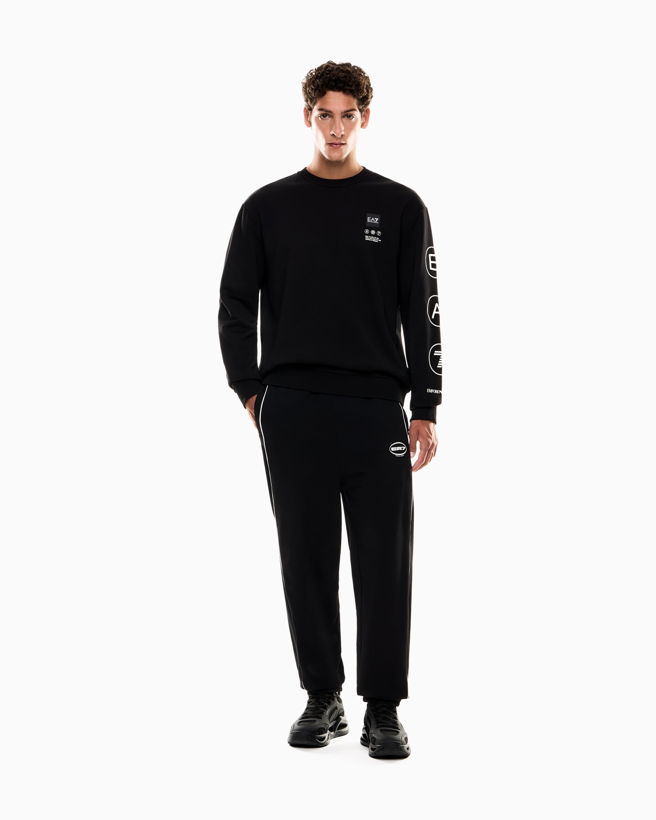Felpa girocollo Logo Series in french terry di cotone Slide 1