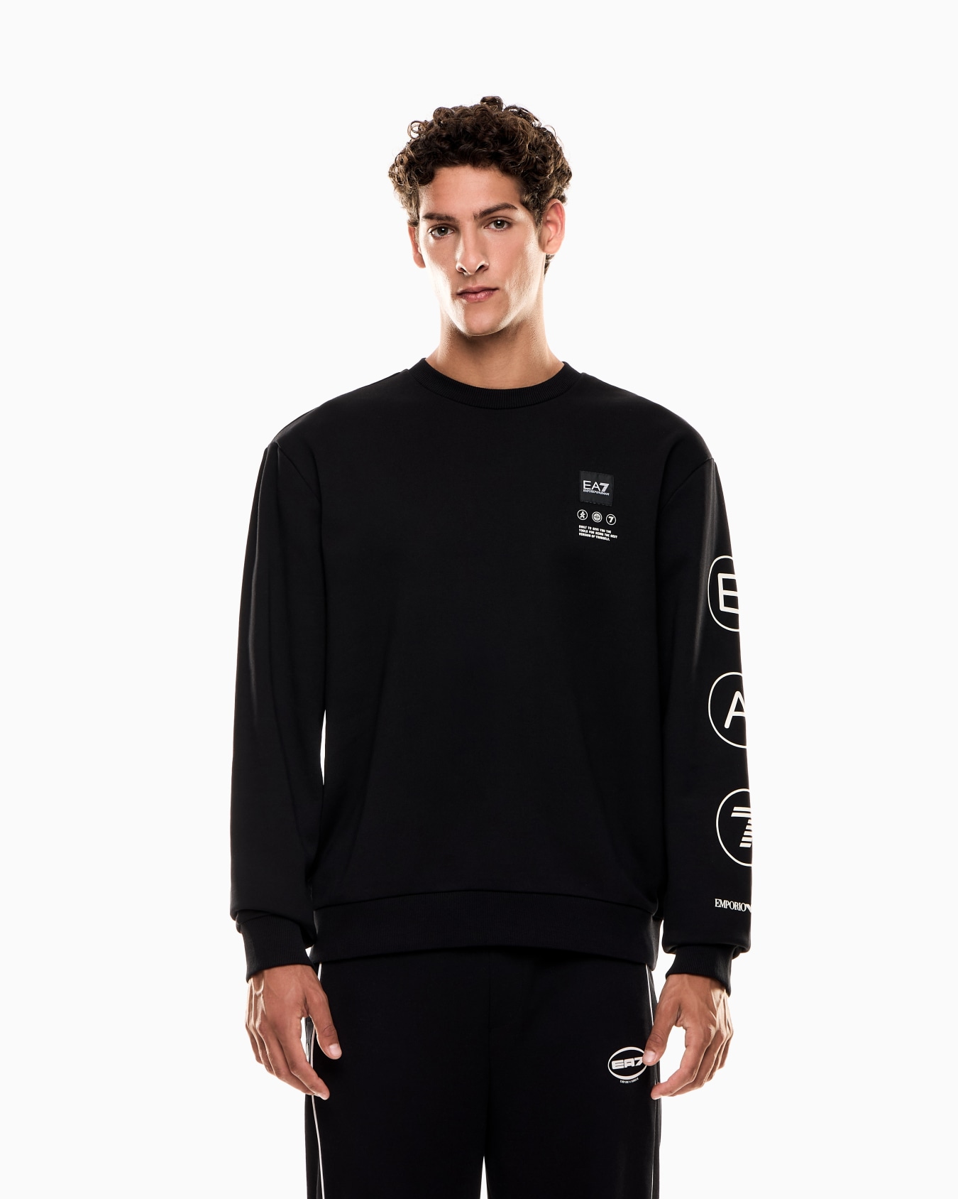 Felpa girocollo Logo Series in french terry di cotone Slide 3