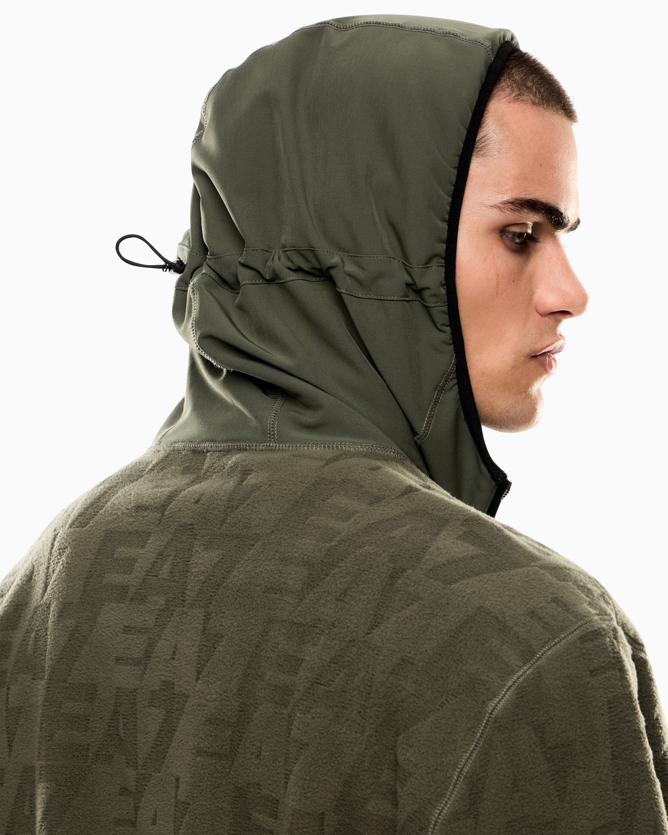 Logo Series hooded sweatshirt in polar fleece with nylon inserts Slide 4