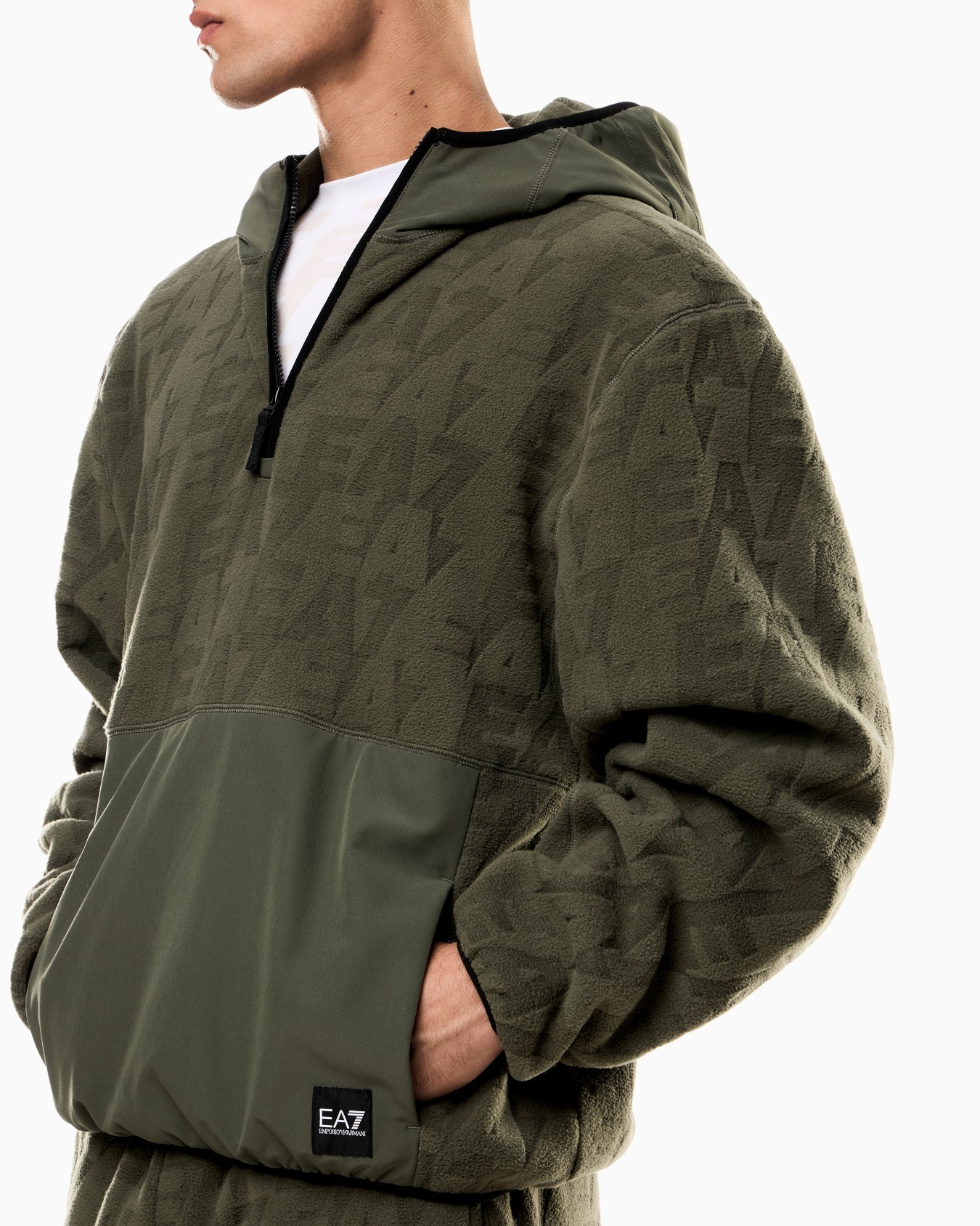 Logo Series hooded sweatshirt in polar fleece with nylon inserts Slide 5