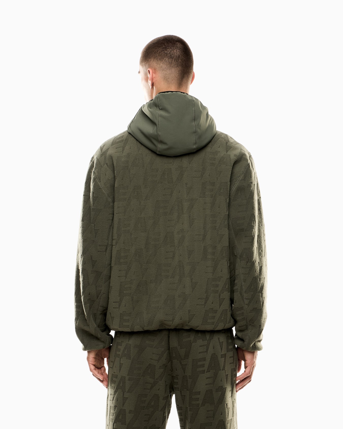 Logo Series hooded sweatshirt in polar fleece with nylon inserts Slide 2