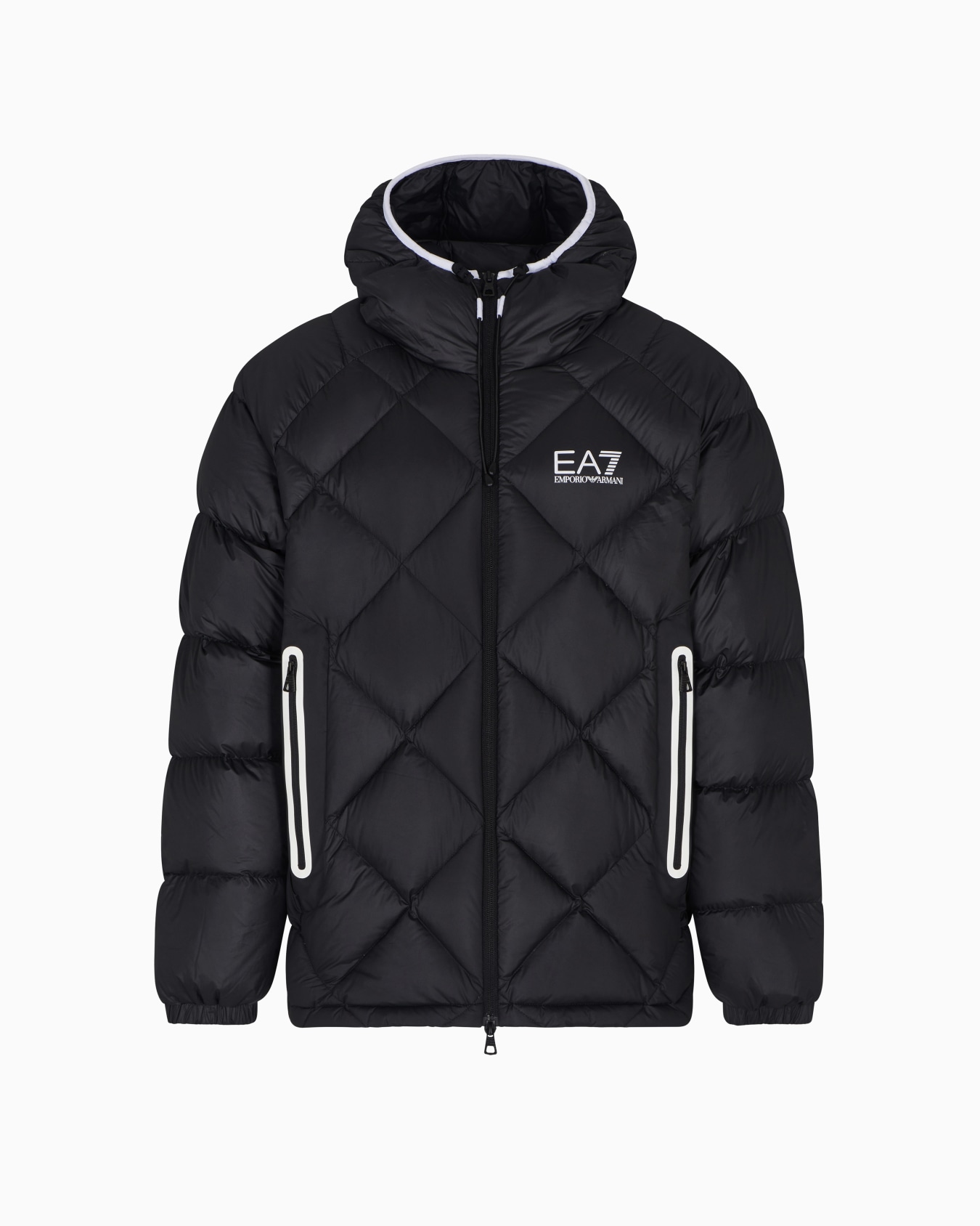 Down jacket with hood in technical fabric Slide 0