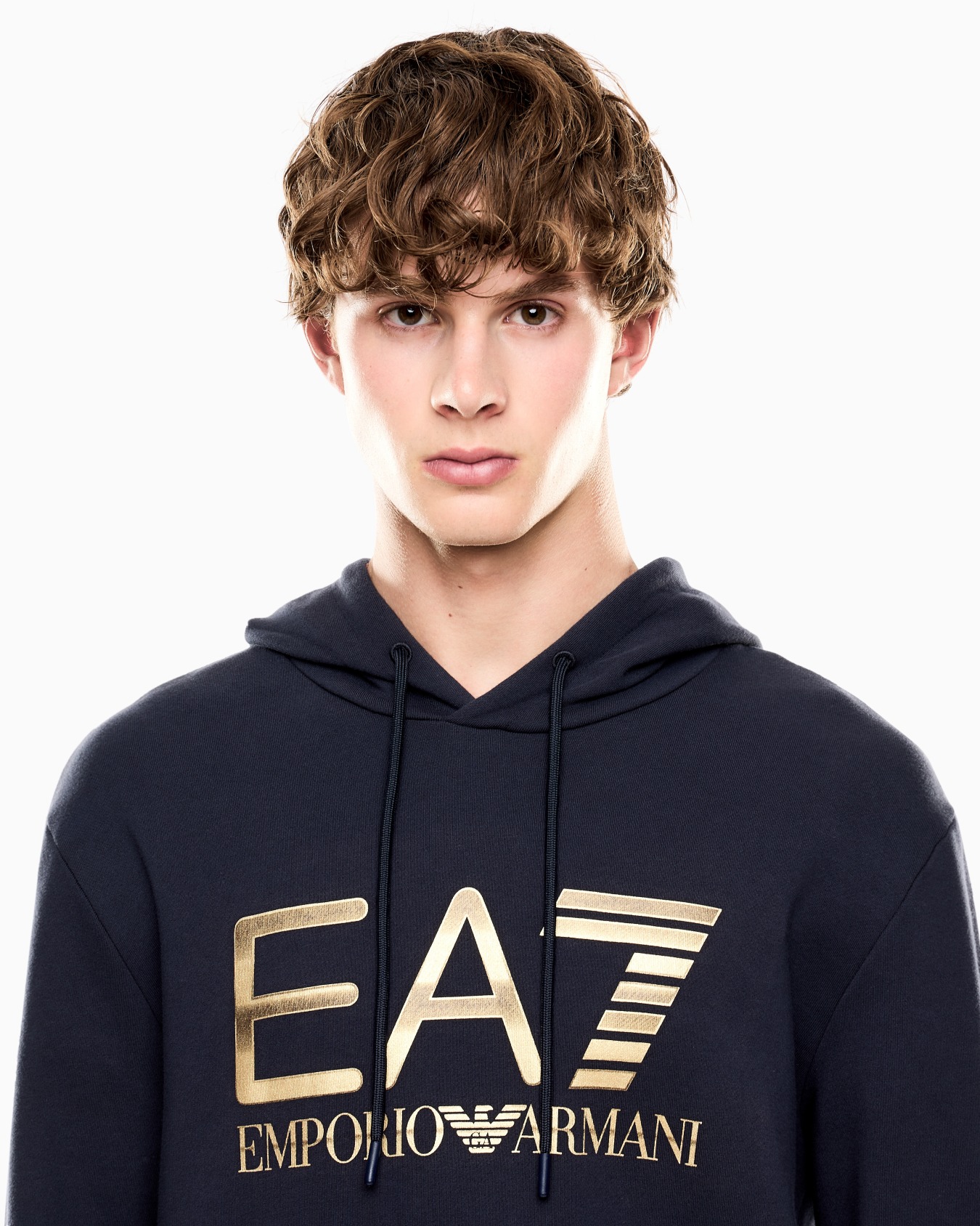 Felpa con cappuccio Logo Series in cotone stretch con maxi logo Slide 4