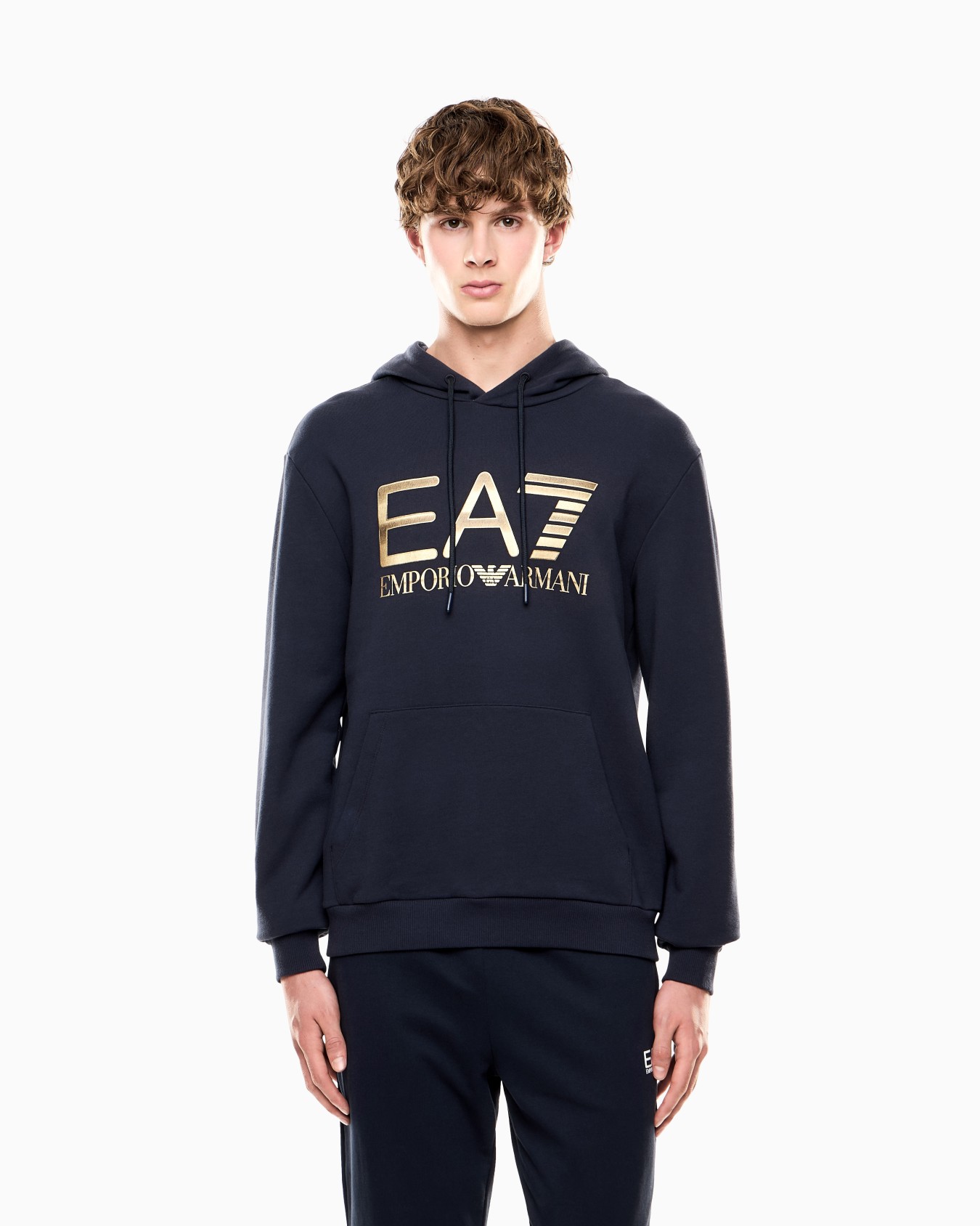 Felpa con cappuccio Logo Series in cotone stretch con maxi logo Slide 3
