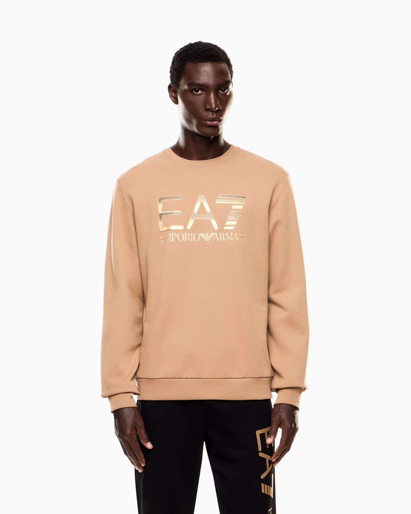 Sweat-shirt ras-du-cou Logo Series en coton stretch avec grand logo Diapositive 3
