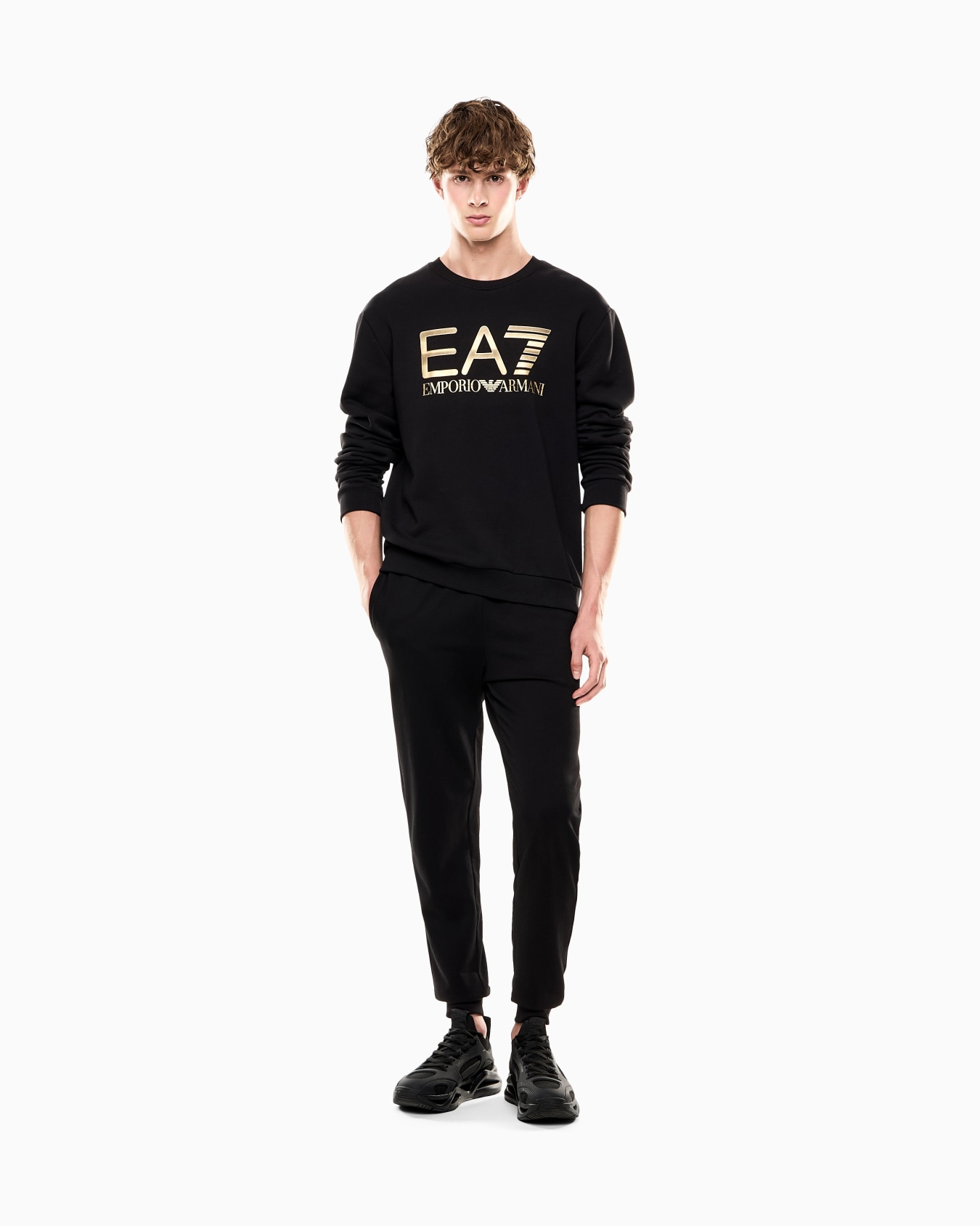 Felpa girocollo Logo Series in cotone stretch con maxi logo Slide 1
