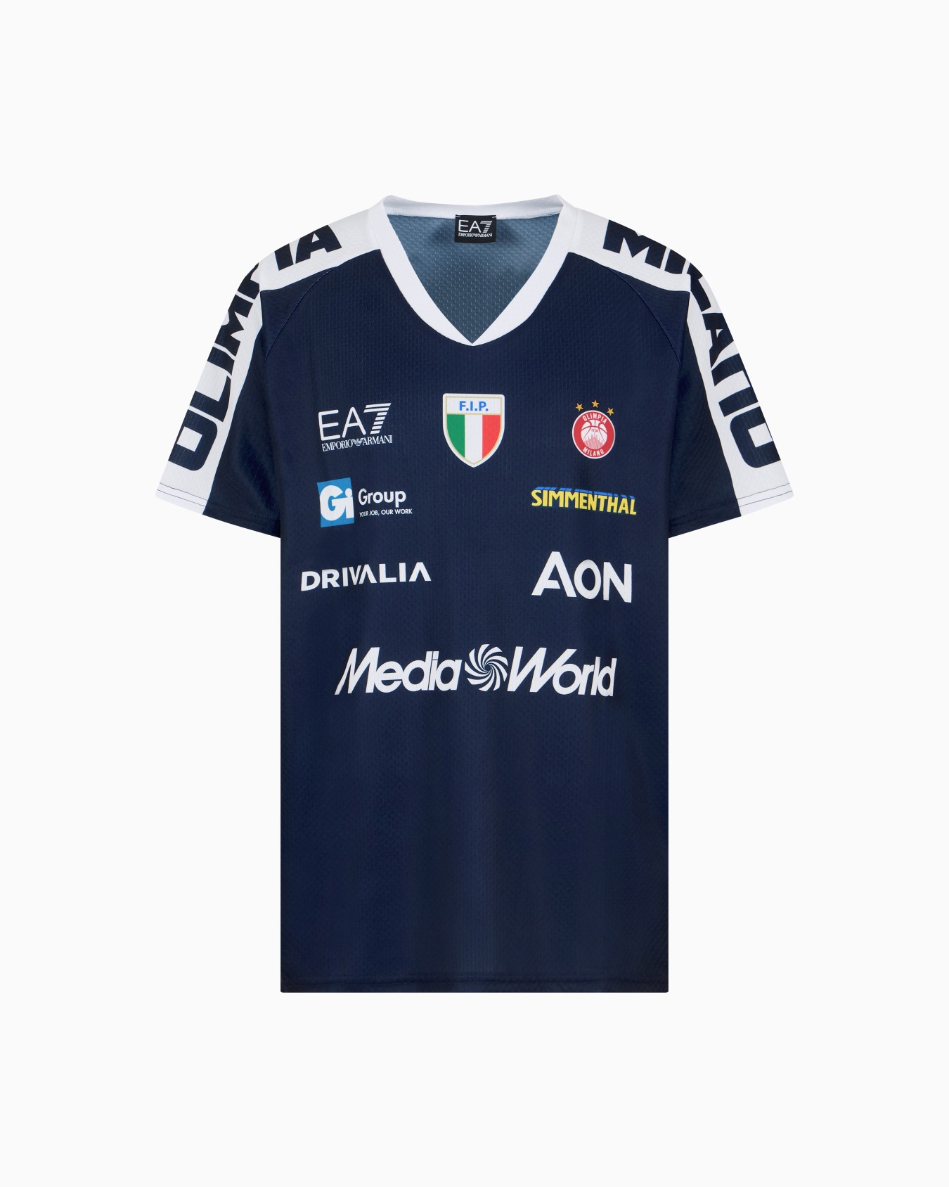 T-shirt d'échauffement réplique du championnat Olimpia Milano 24/25 Diapositive 0