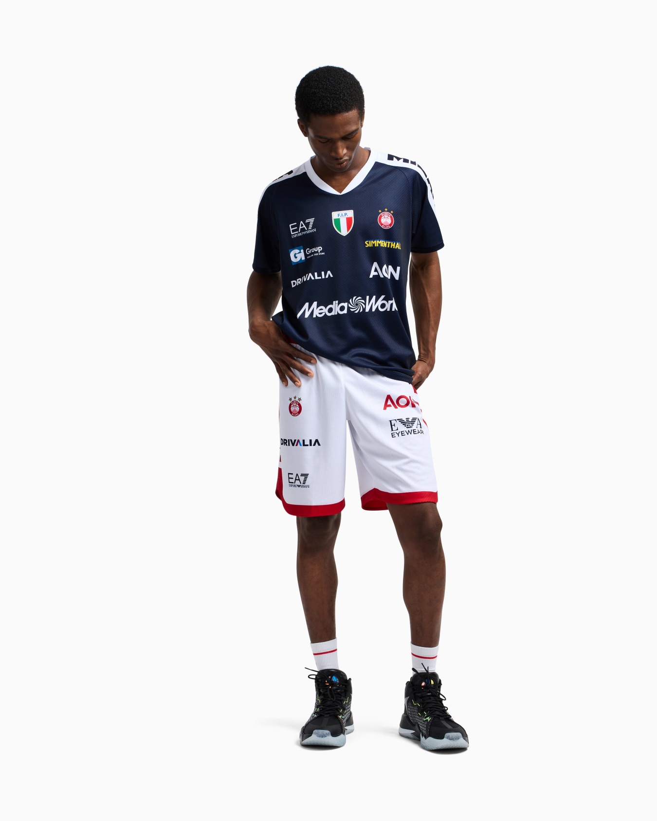 T-shirt d'échauffement réplique du championnat Olimpia Milano 24/25 Diapositive 2